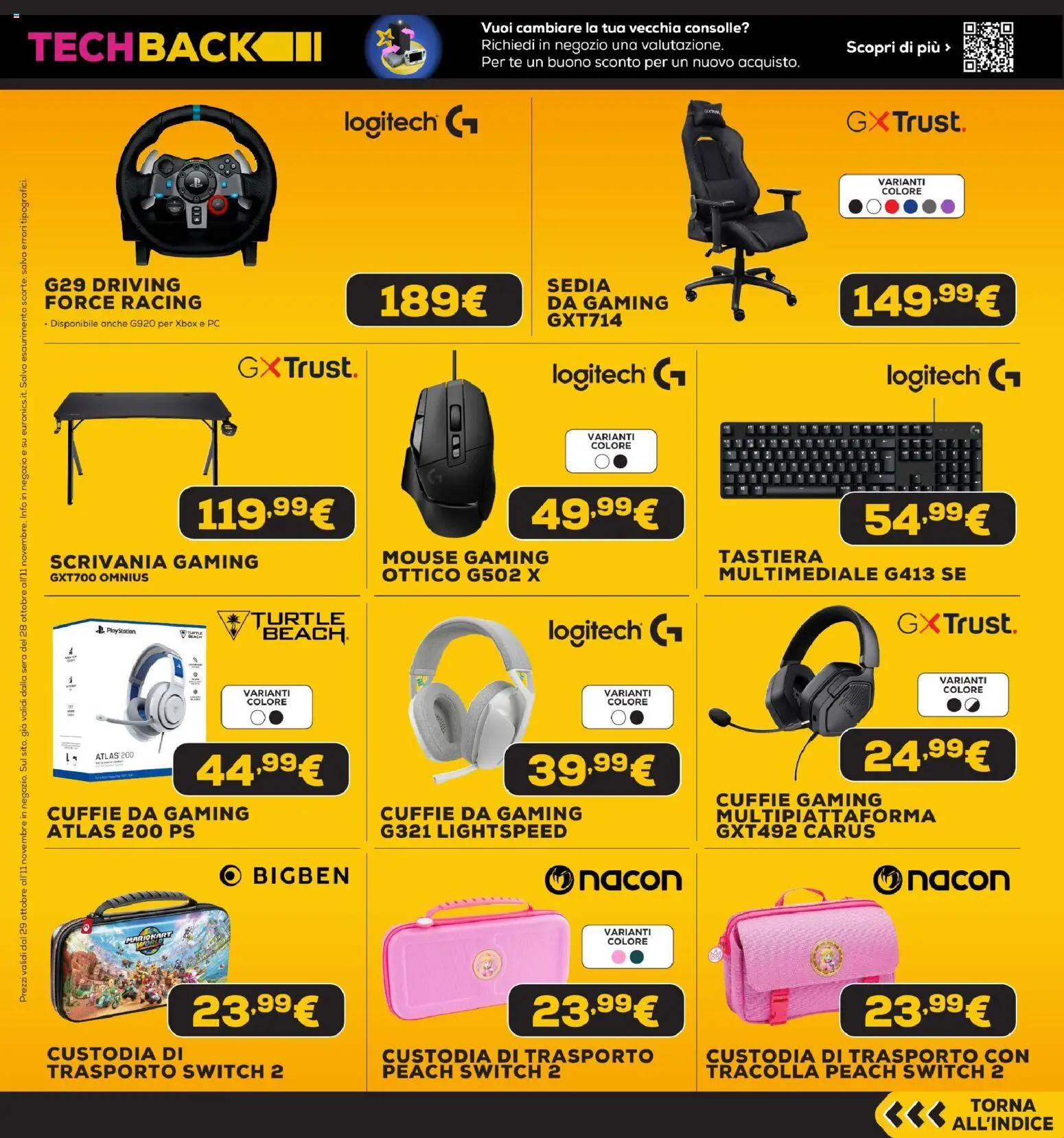 Anteprima dell'opuscolo Euronics Black Friday dal negozio Euronics valido da 29/10/2026 - Playstation, Xbox, PC, Scrivania, Tastiera, Mouse, Sedia, Tè