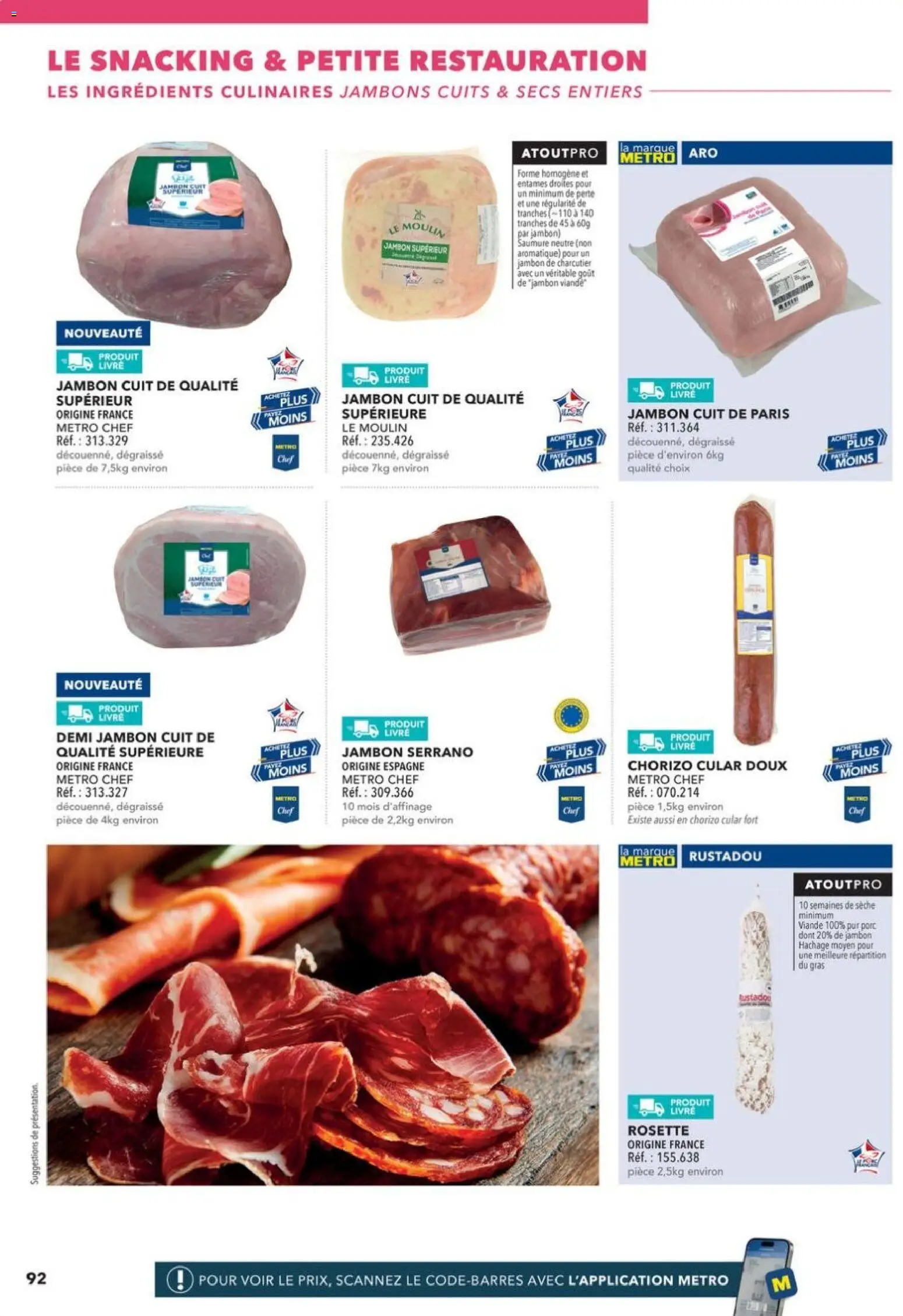 Prévisualisation de Boulangers Pâtissiers du magasin METRO formulaire valide 30/04/2026 - Livre, Jambon, Chorizo, Viande, Porc, Rosette, Jambon serrano, Ingrédients