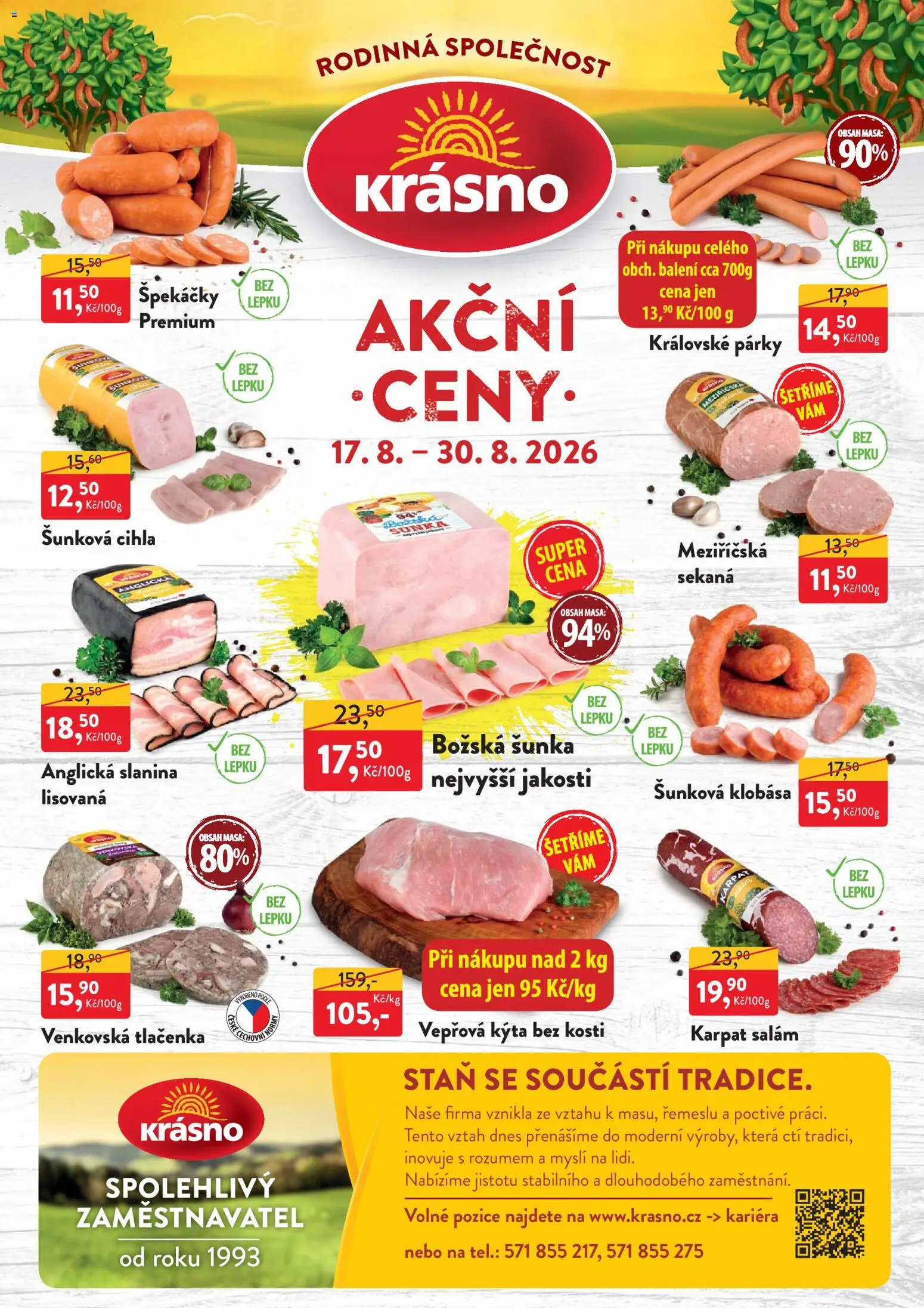 Náhled nabídky: MP Krásno MP Krásno leták platný od 17.08.2026 - Stan, Sekaná, Klobása, Salám, Tlačenka, Párky, Mysli, Anglická slanina