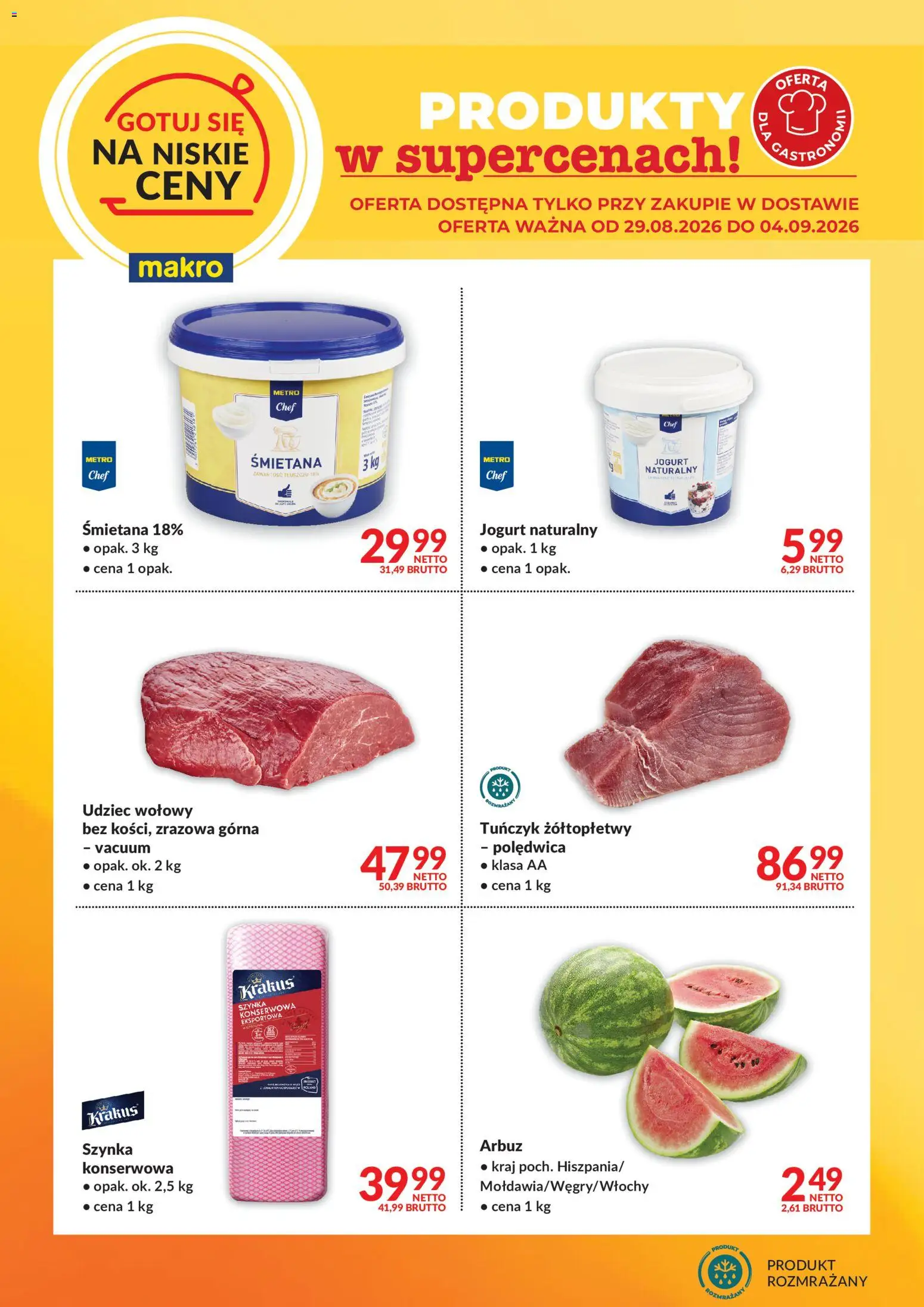 Pogląd gazetki "Makro gazetka - Gotuj się na niskie ceny w dostawie" ze sklepu Makro ważnej od 29.08.2026
