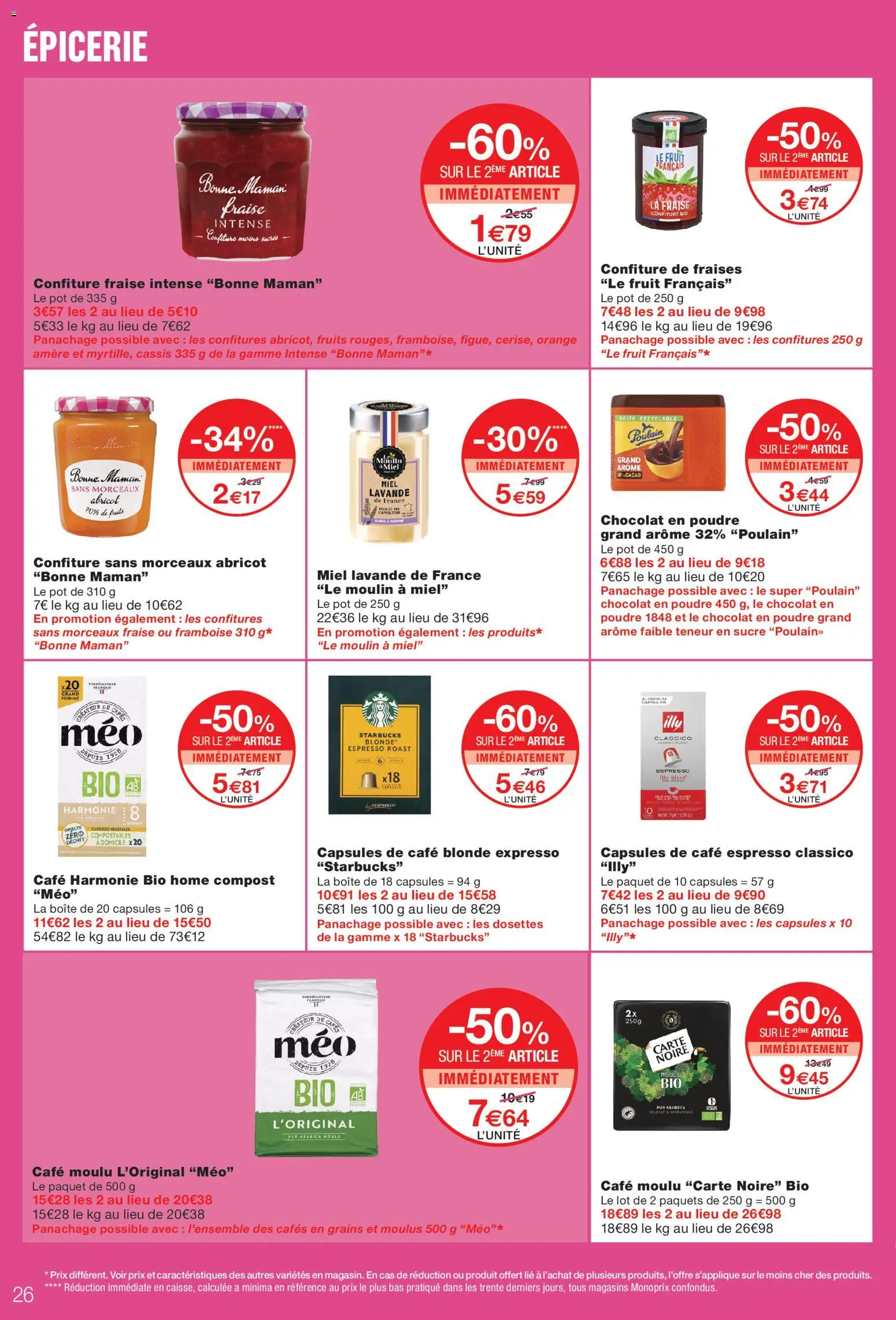 Prévisualisation de Monoprix catalogue du magasin Monoprix formulaire valide 08/09/2026 - Orange, Chocolat, Fraises, Sucre, Confiture, Cacao, Capsules de café, Confiture de fraises
