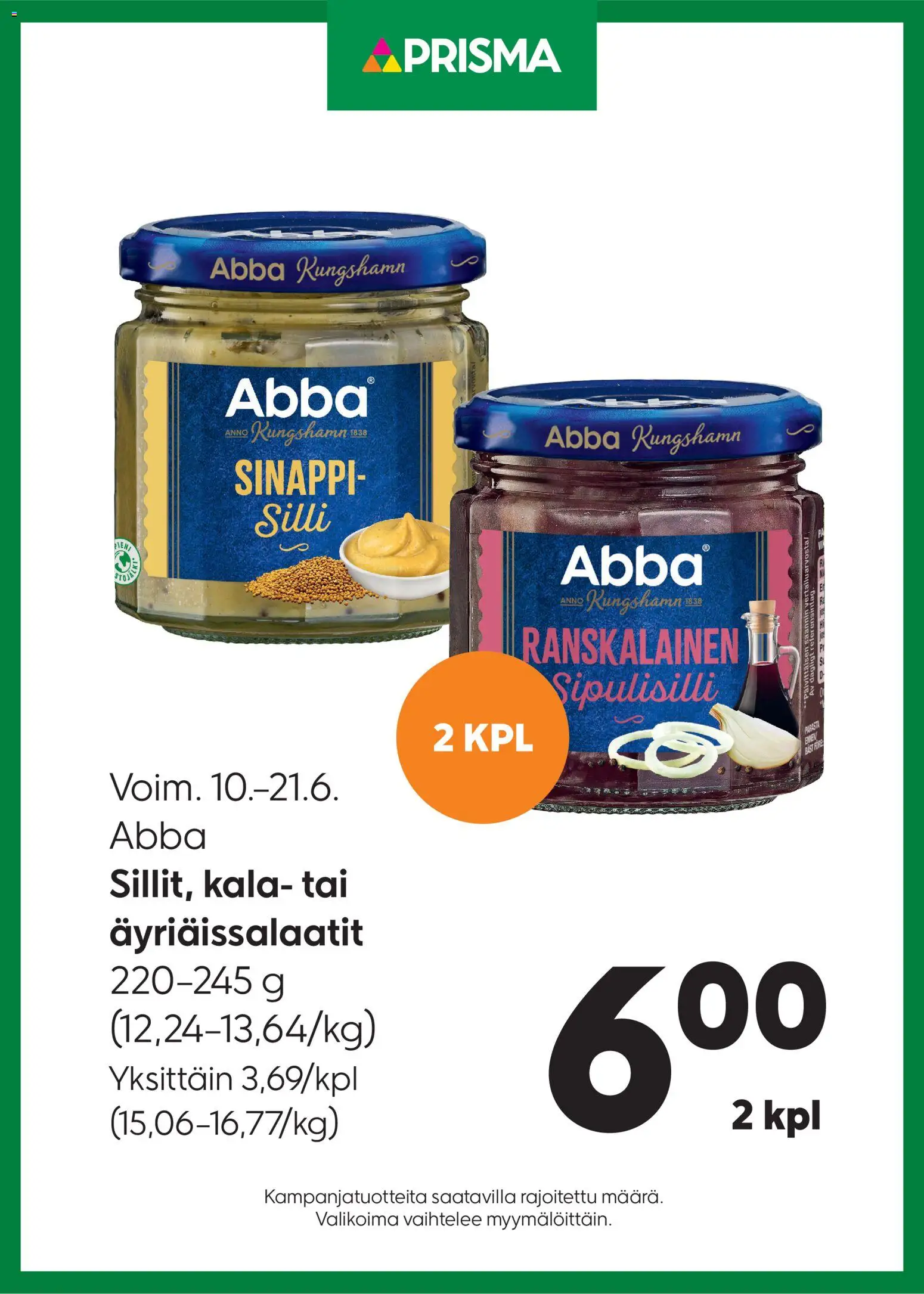 Kaupan Prisma Prisma tarjoukset Abba esikatselu, voimassa 10/06/2026