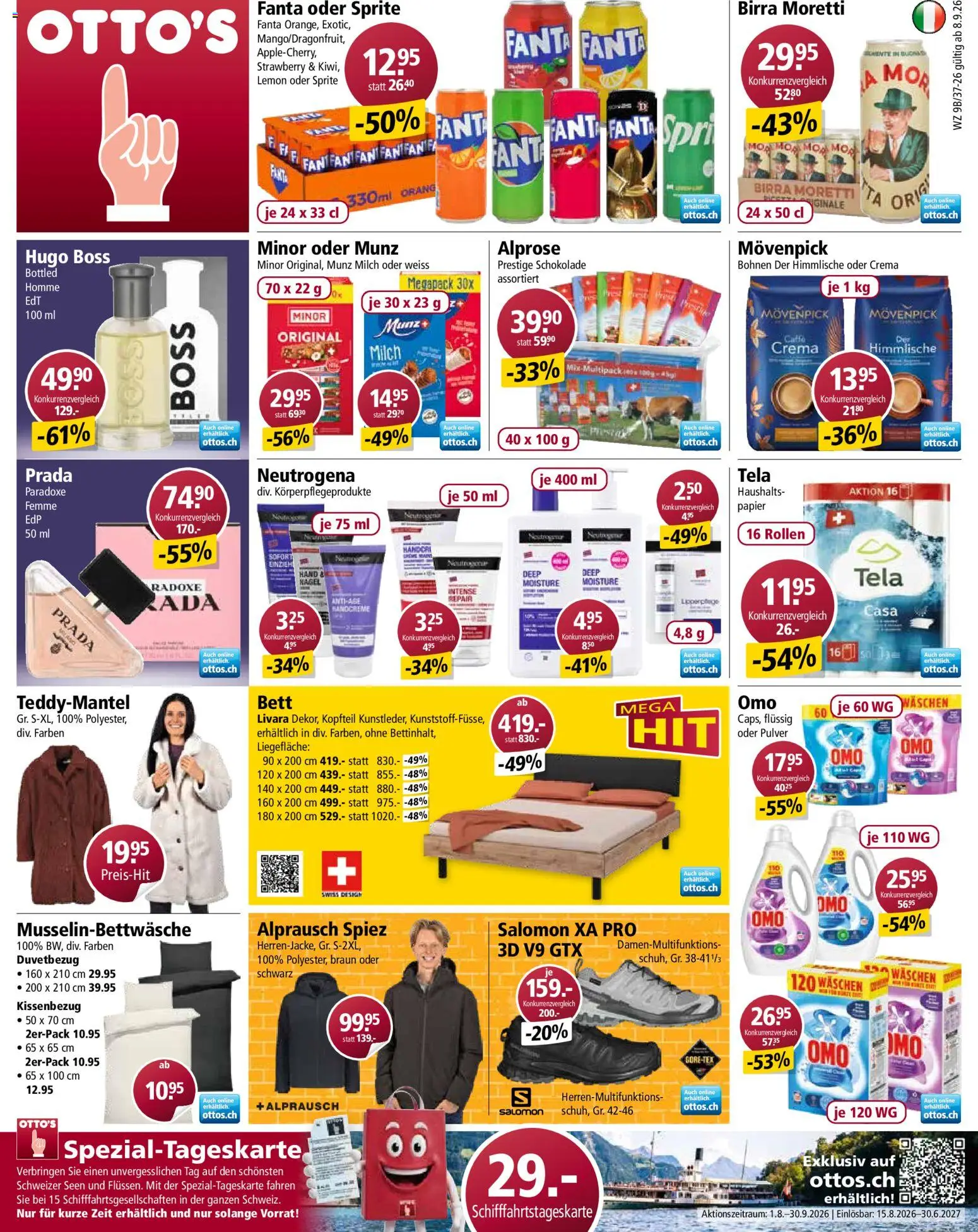 Vorschau des Merkblatts Otto's aktionen vom Shop Otto's gültig von 08.09.2026 bis 14.09.2026 - Bett, Schokolade, Fanta, Milch, Sprite, Handcreme, Pulver
