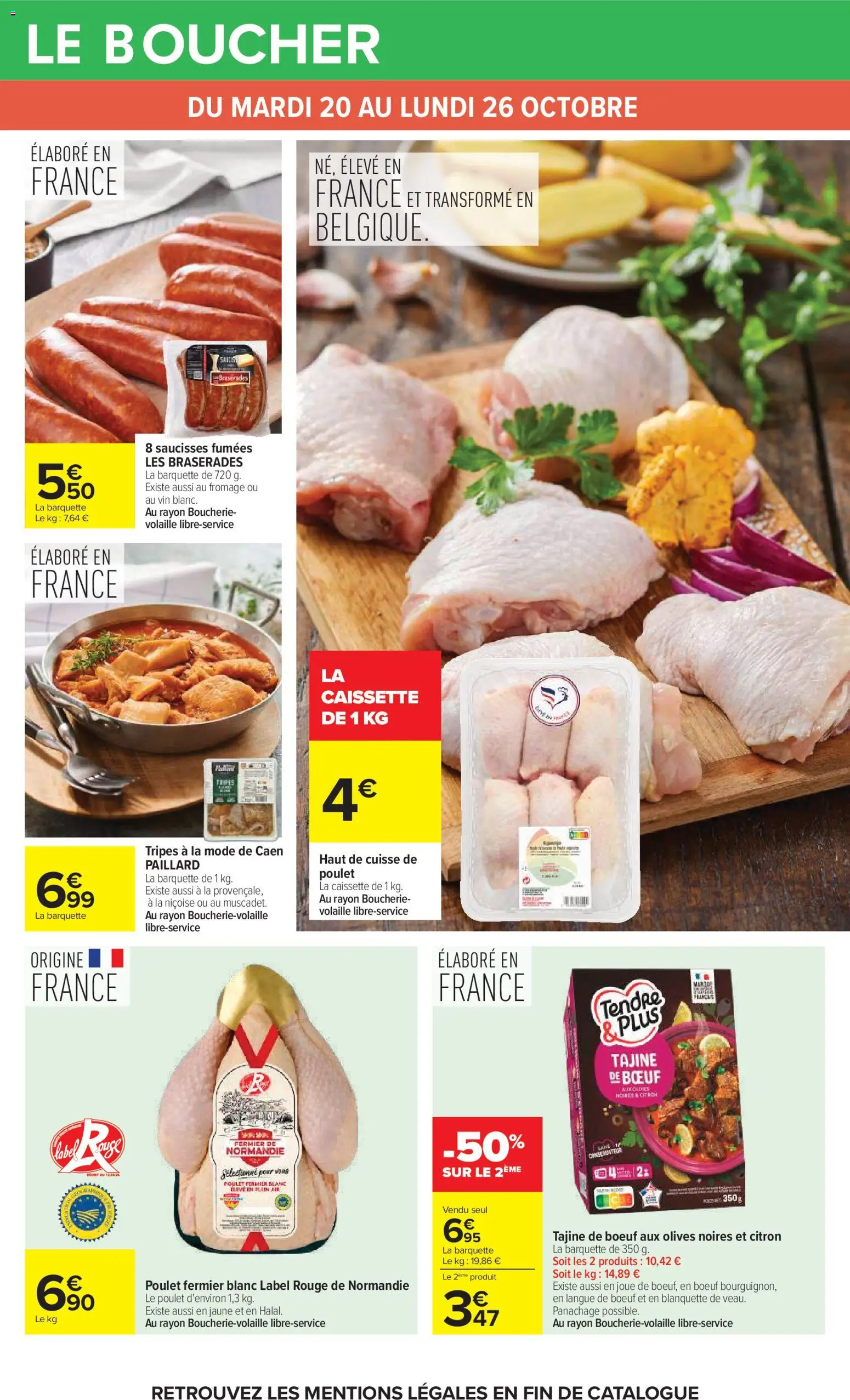 Prévisualisation de Carrefour catalogue du magasin Carrefour formulaire valide 20/10/2026 - Fromage, Vin, Tajine, Langue de bœuf, Citron, Olives, Tripes, Cuisse