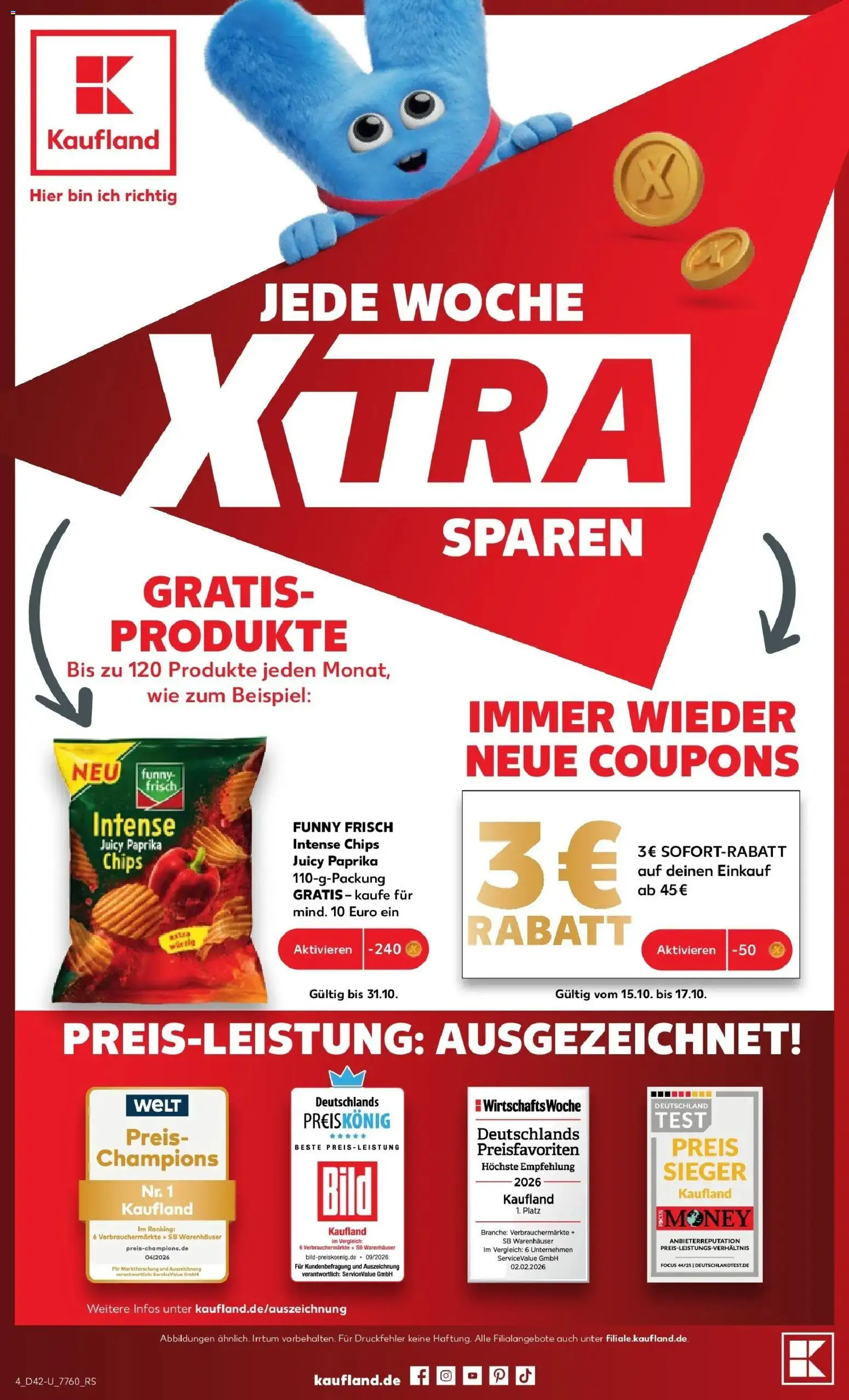 Vorschau von dem Prospekt des Geschäftes Kaufland, gültig ab dem 12.10.2026 - Chips, Paprika, Funny frisch