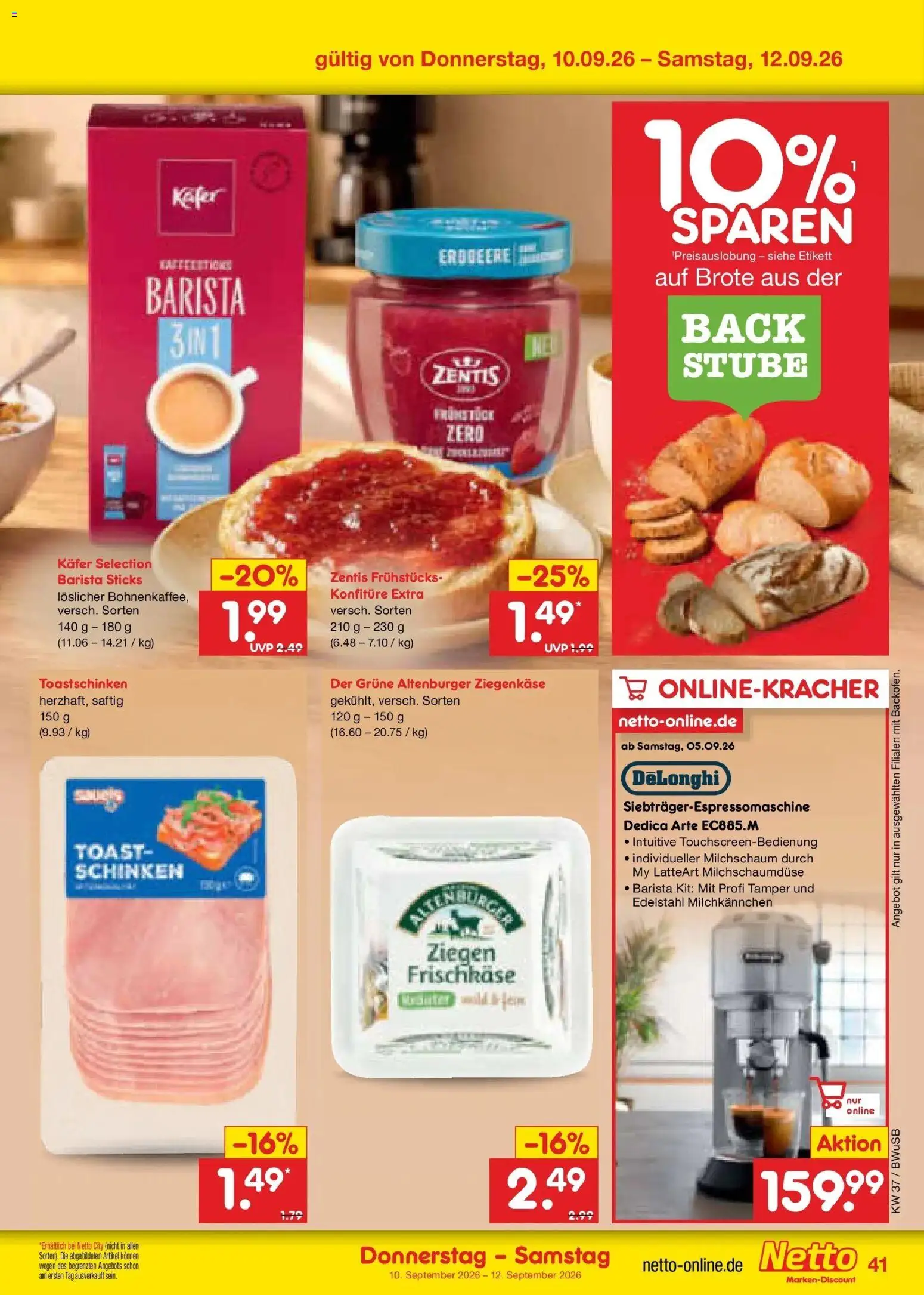 Vorschau von dem Prospekt des Geschäftes Netto Marken-Discount, gültig ab dem 07.09.2026 - Schinken, Toast, Ziegenkäse, Frischkase, Toastschinken