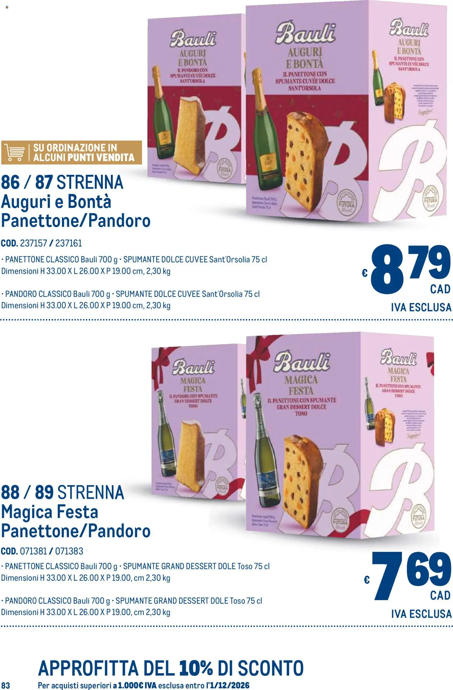 Anteprima dell'opuscolo Metro volantino Regalistica Natale dal negozio Metro valido da 19/10/2026 - Panettone, Pandoro, Dessert, Spumante