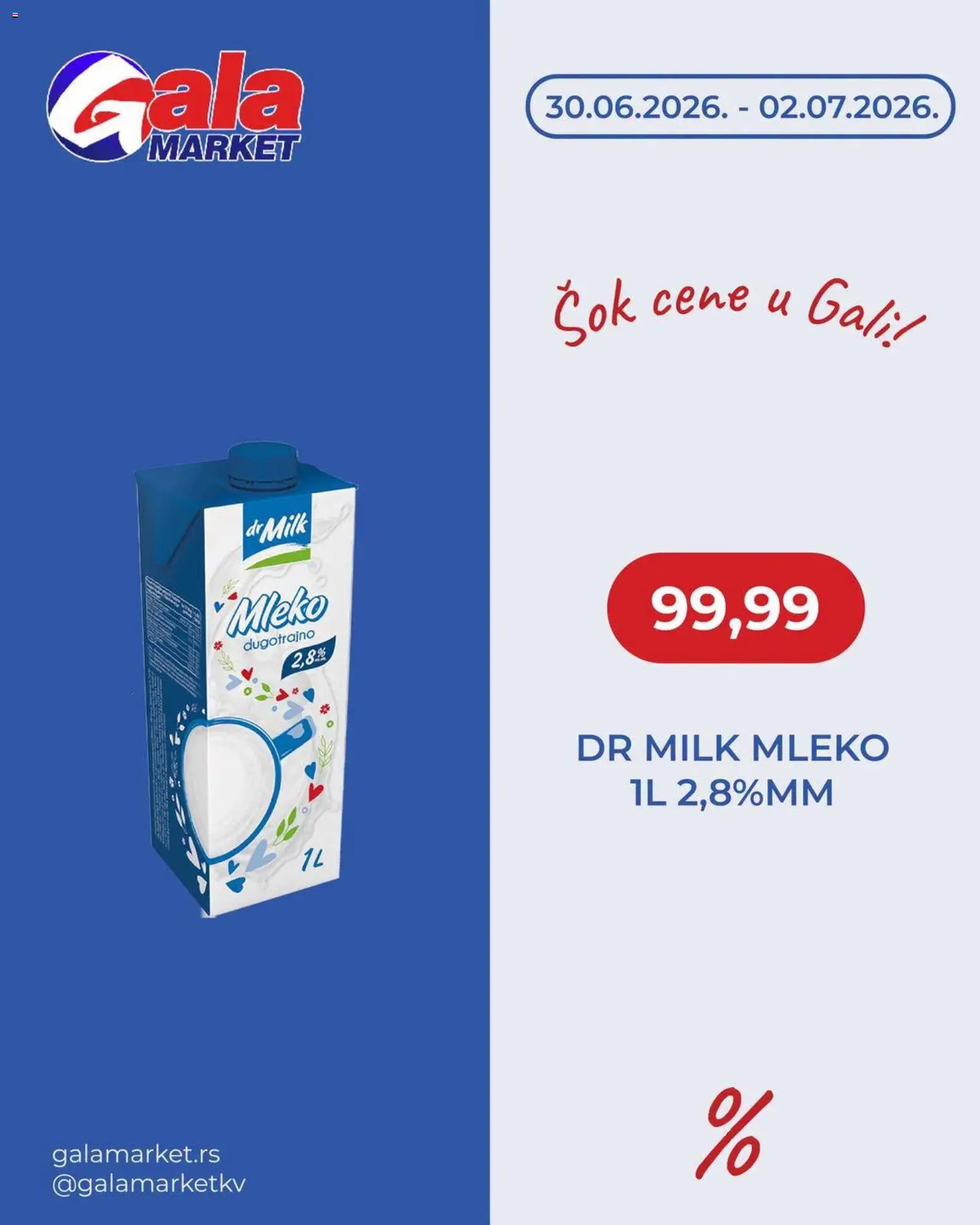 Pregled Gala MARKET kataloga - važi od 30.06.2026 - Mleko, Sok