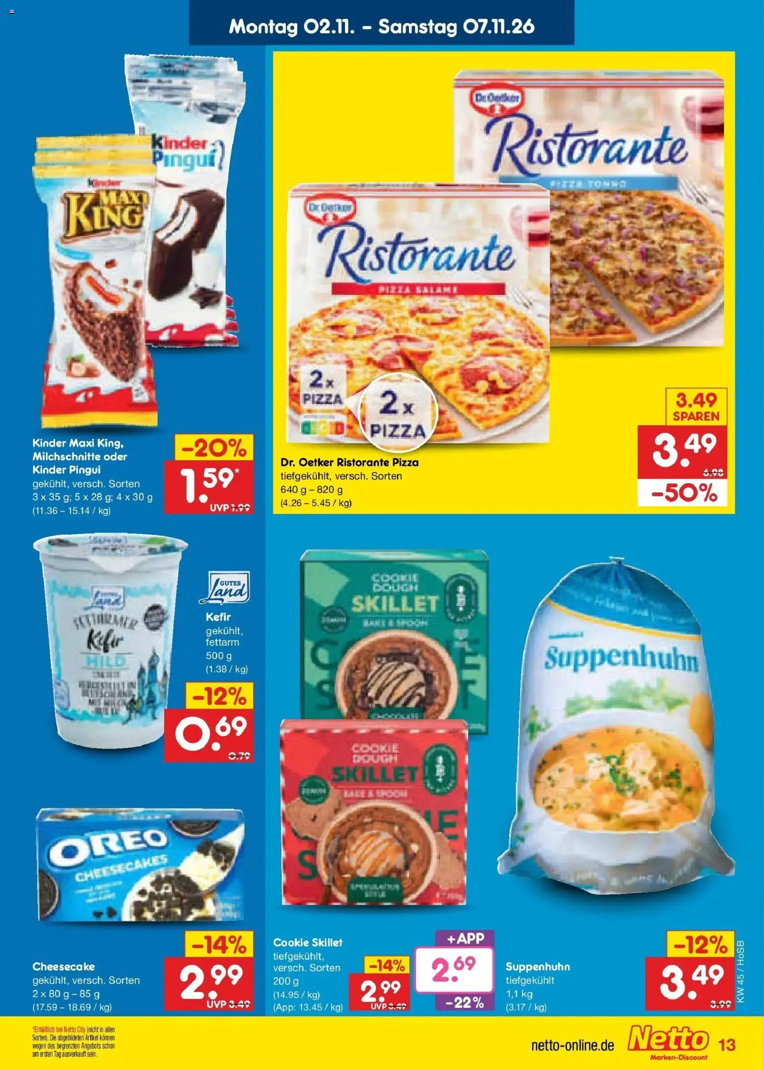 Vorschau von dem Prospekt des Geschäftes Netto Marken-Discount, gültig ab dem 02.11.2026 - Pizza, Kefir, Ristorante, Salami