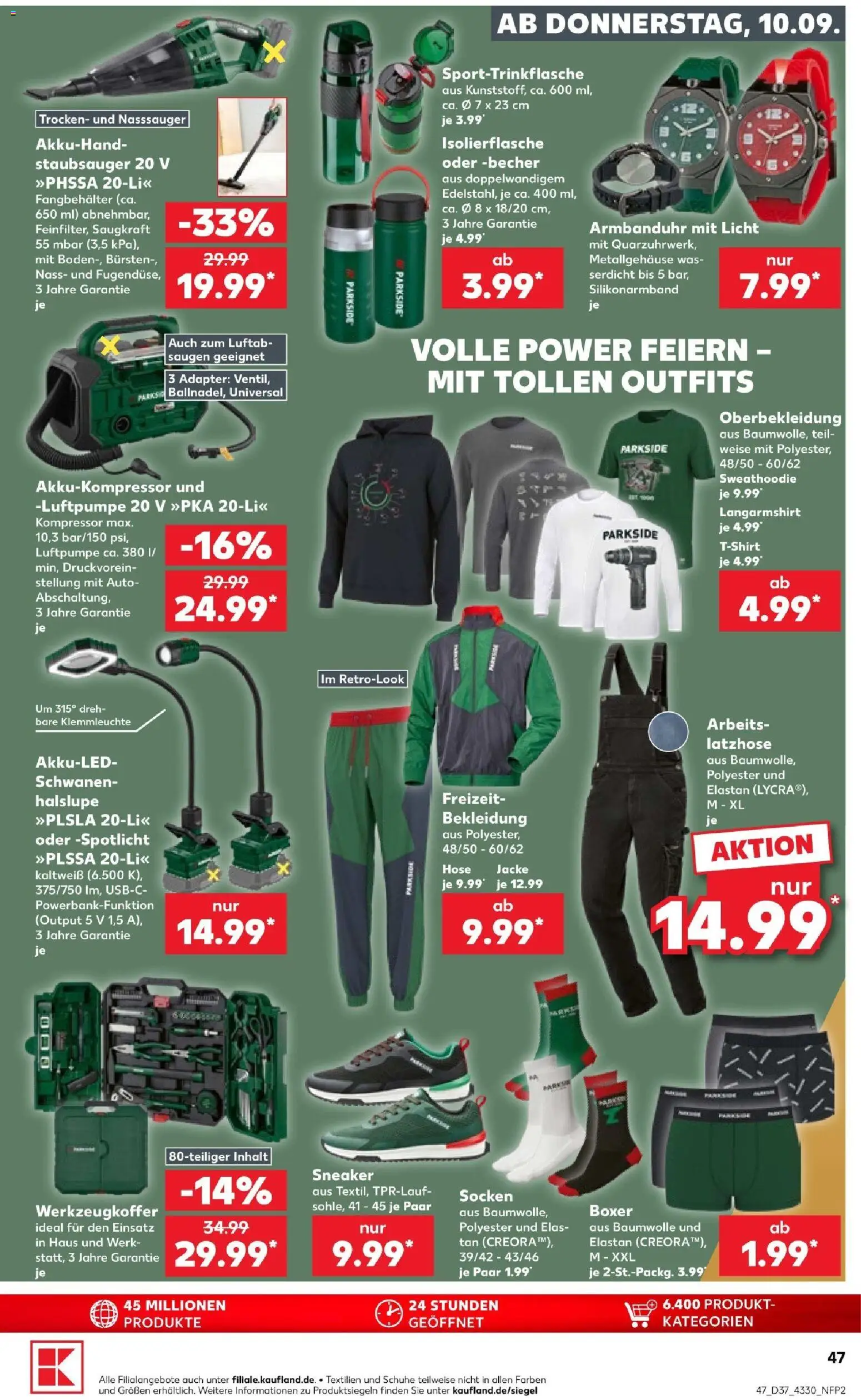 Vorschau von dem Prospekt des Geschäftes Kaufland, gültig ab dem 10.09.2026 - Staubsauger, Bekleidung, Boxer, Jacke, Hose, Socken, Luftpumpe, Langarmshirt