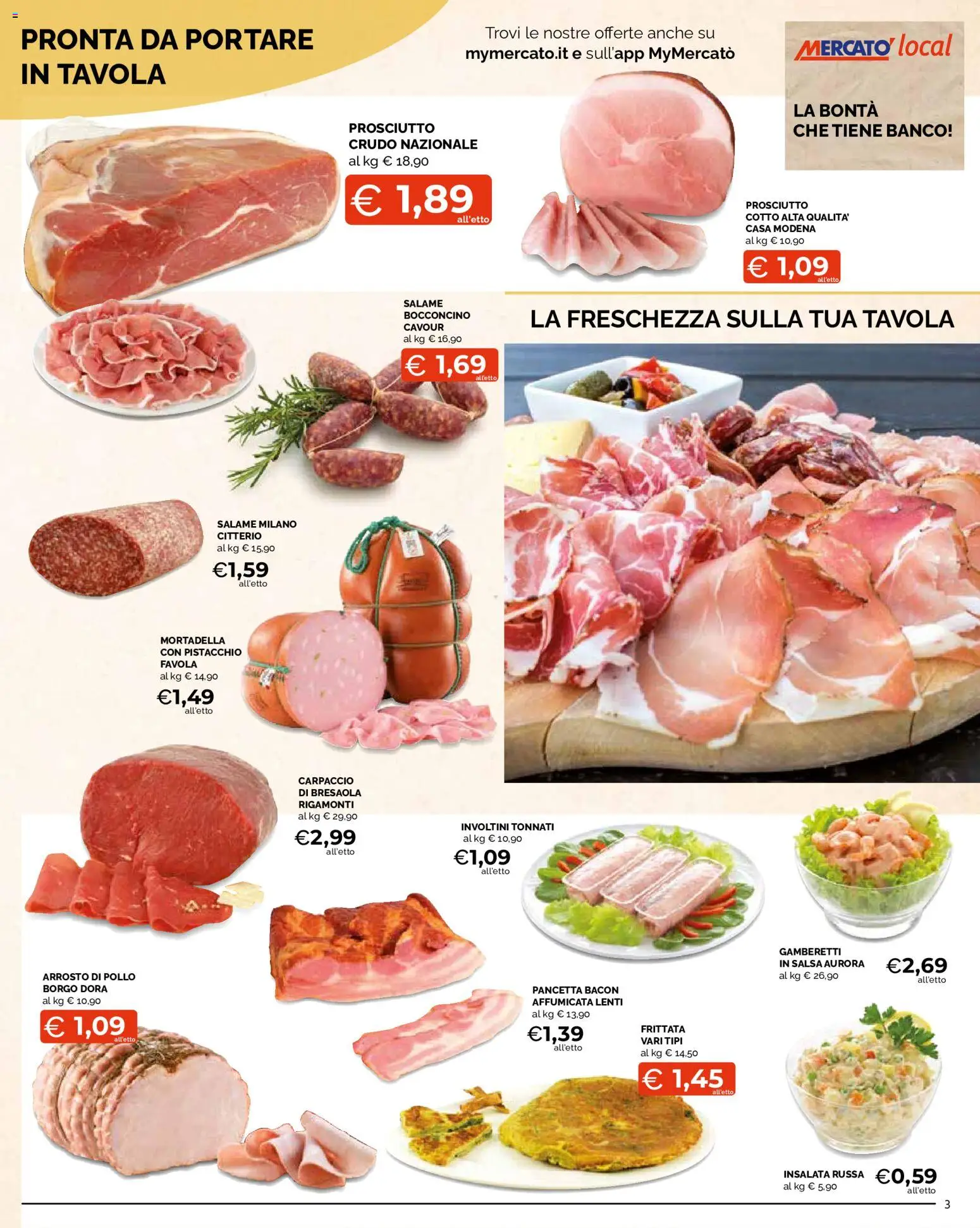 Anteprima dell'opuscolo Mercatò volantino Local dal negozio Mercatò valido da 22/10/2026 - Bresaola, Pollo, Insalata, Pancetta, Bacon, Gamberetti, Salsa, Lenti