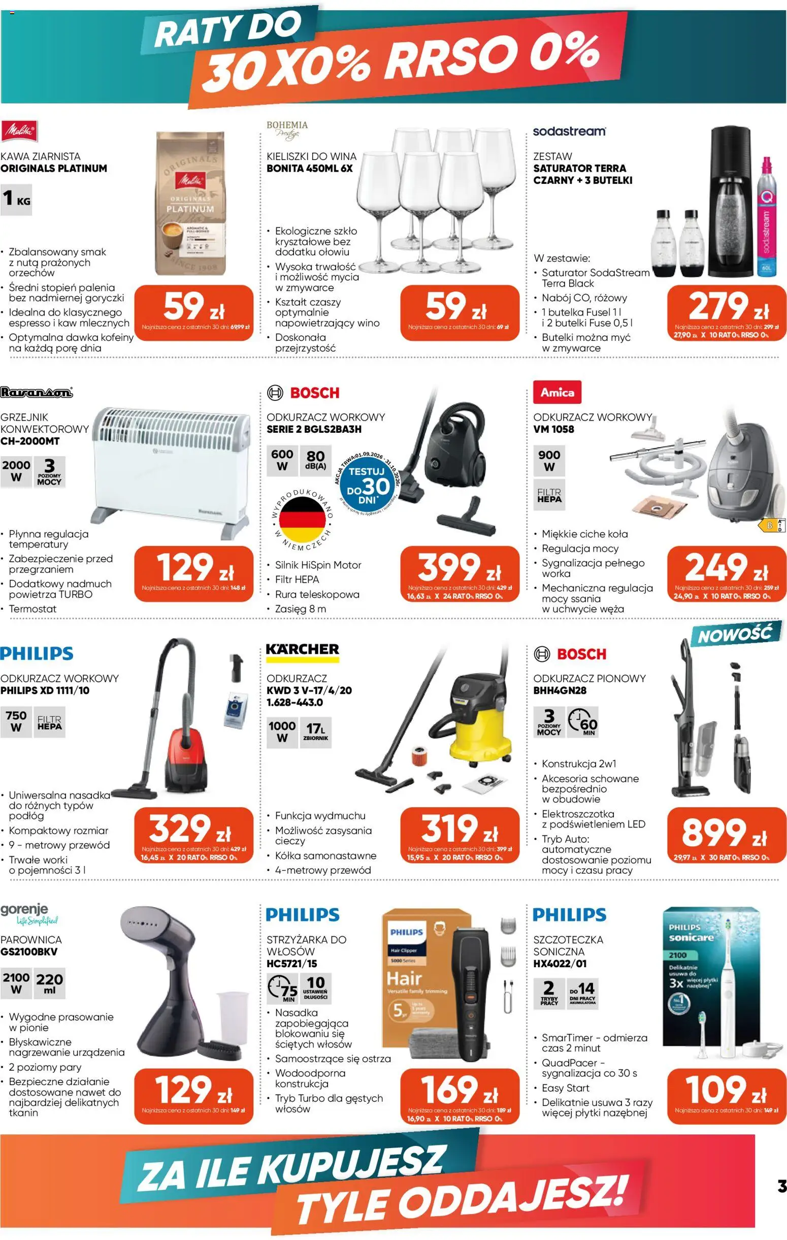 Pogląd gazetki "Max elektro gazetka" ze sklepu Max elektro ważnej od 01.10.2026 - Kawa, Odkurzacz pionowy, Wino, Kawa ziarnista, Parownica, Płytki, Kieliszki, Filtr HEPA