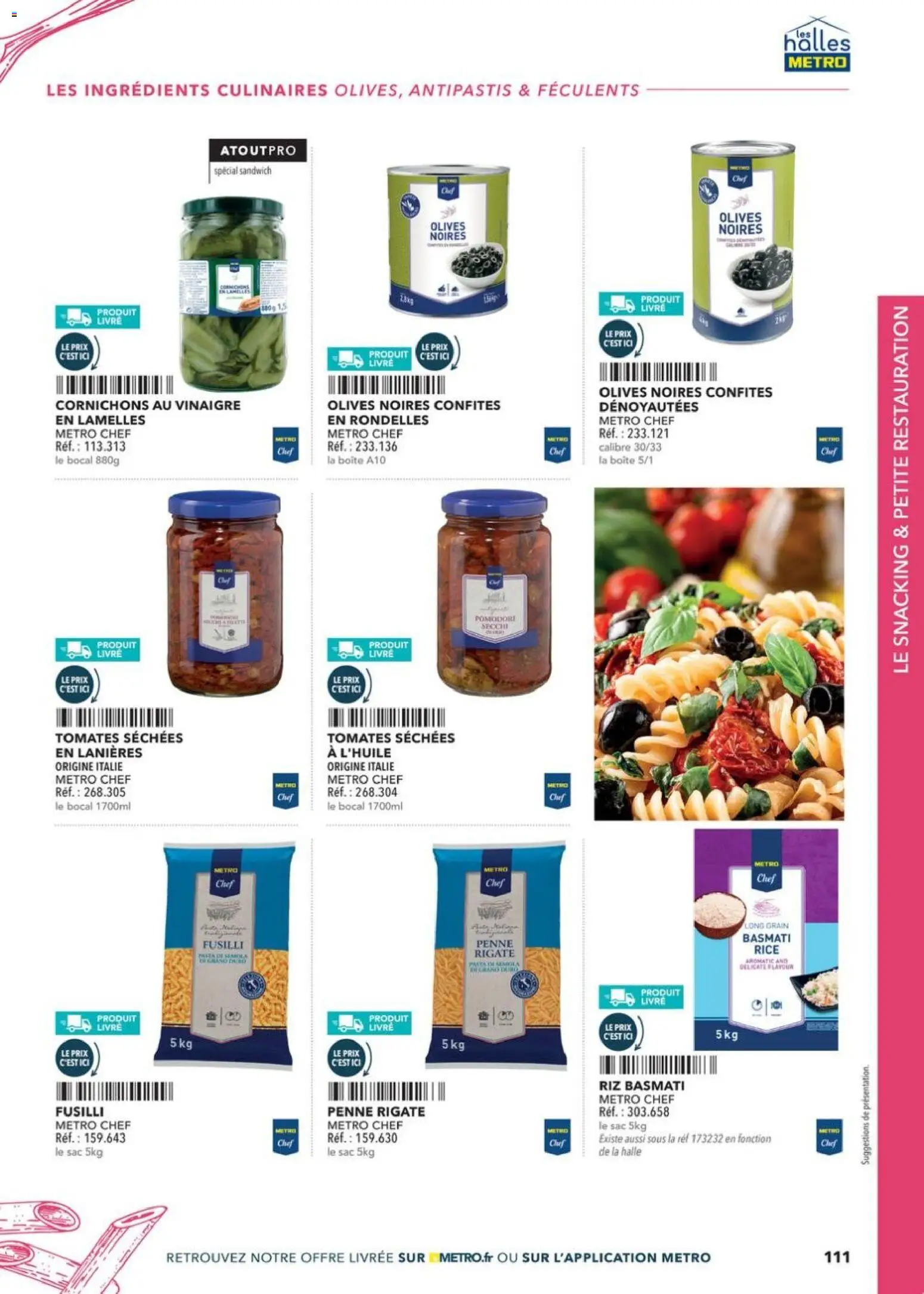 Prévisualisation de Boulangers Pâtissiers du magasin METRO formulaire valide 30/04/2026 - Sac, Tomates, Riz, Fusilli, Riz basmati, Ingrédients, Tomates séchées, Cornichons au vinaigre