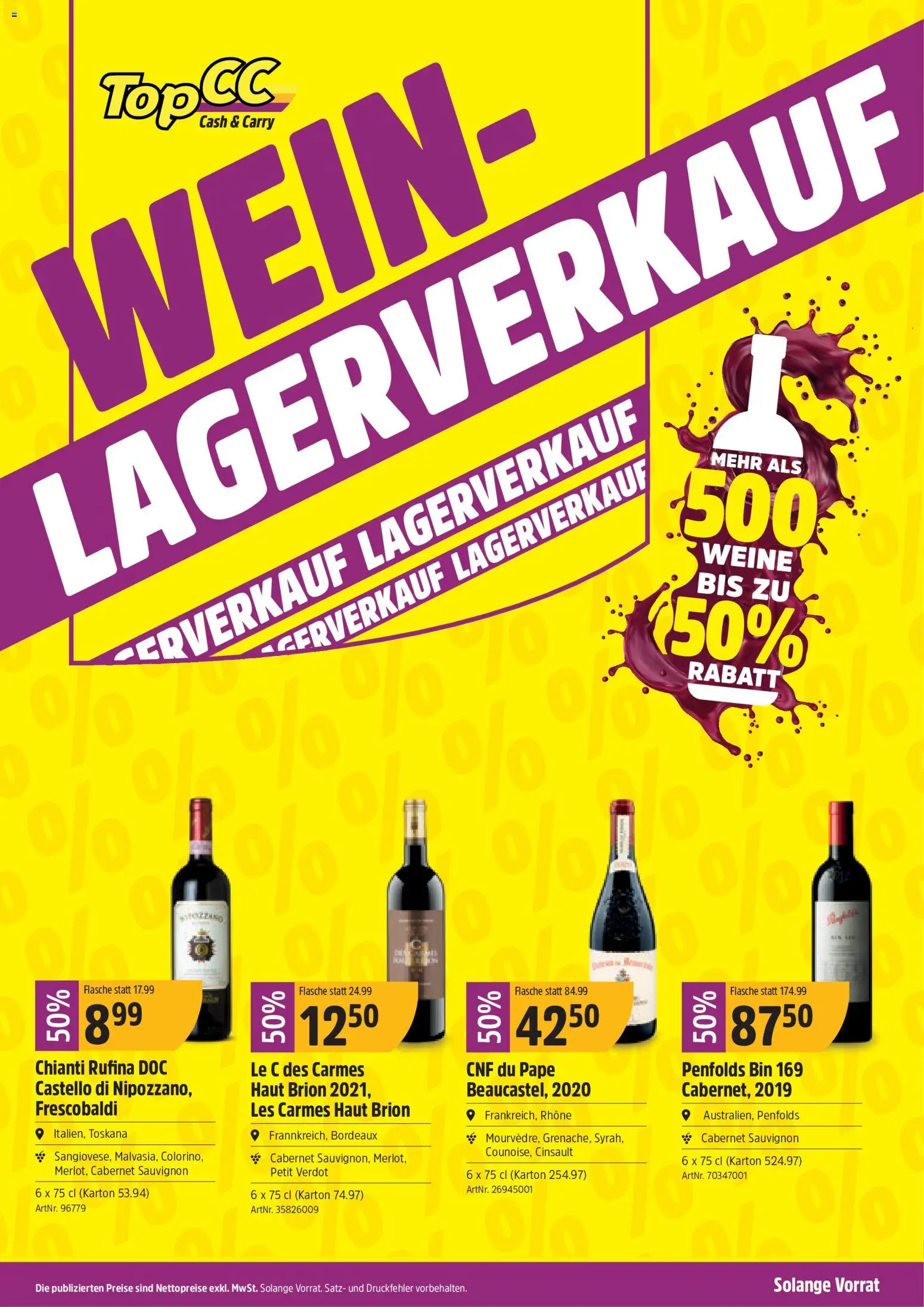 Vorschau des Merkblatts TopCC aktionen Weinlagerverkauf vom Shop TopCC gültig von 01.10.2026 bis - Wein