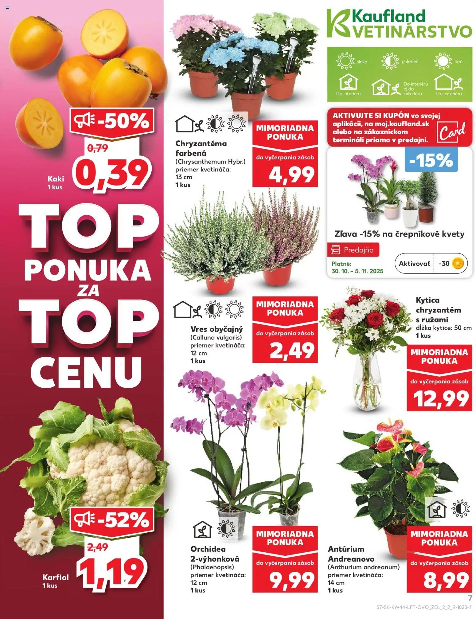Náhľad Kaufland letáku platného od 30.10.2025 - Kvety, Orchidea, Karfiol, Kaki