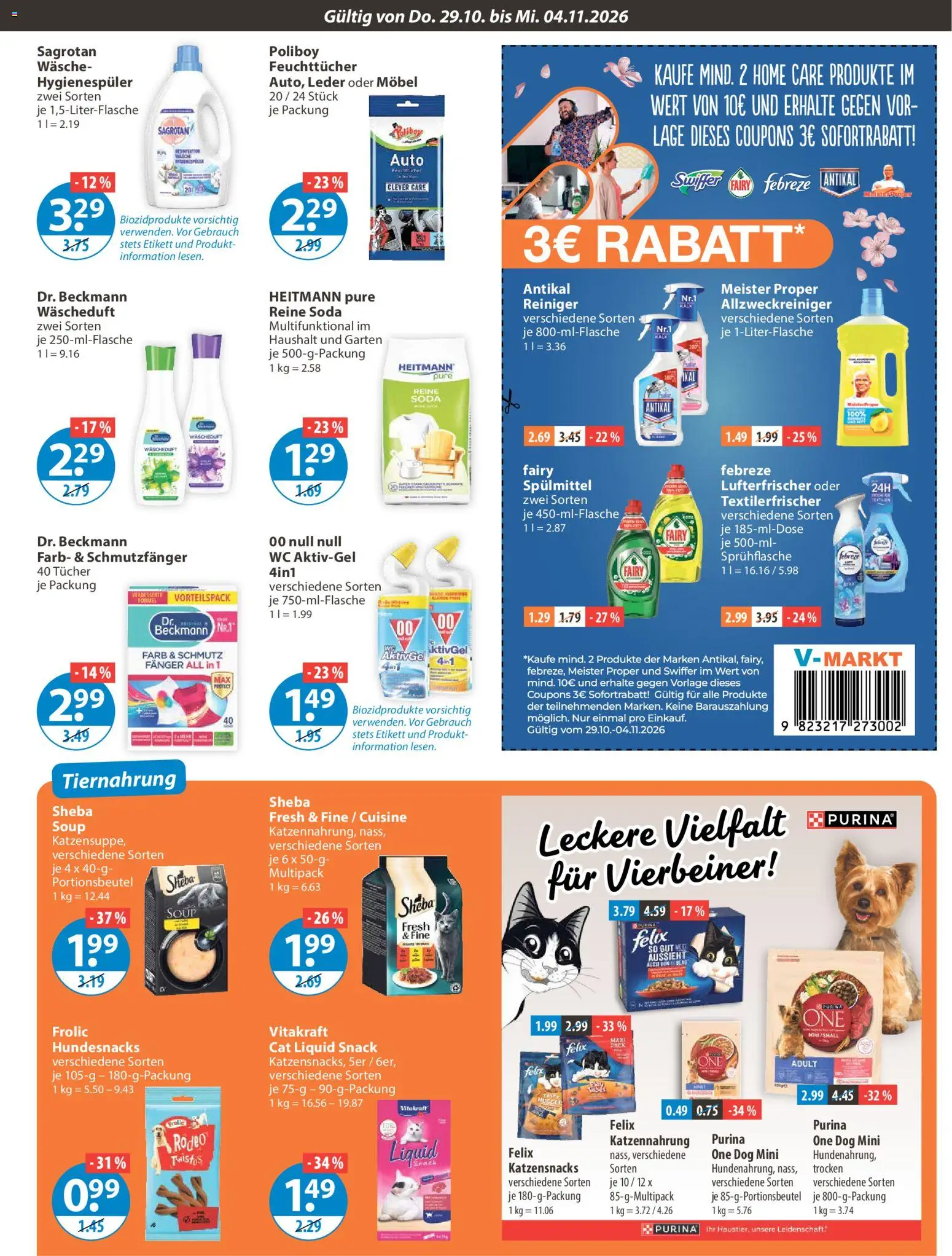 Vorschau von dem Prospekt des Geschäftes V-Markt, gültig ab dem 29.10.2026 - Swiffer, Sheba