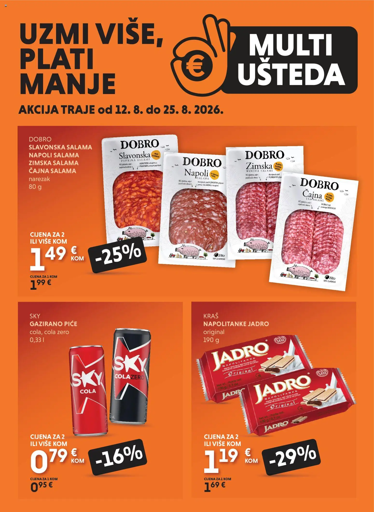 Pregled letka Studenac Multi Ušteda trgovine Studenac vrijedi od 12.08.2026 - Paprika, Salama, Napolitanke, Narezak
