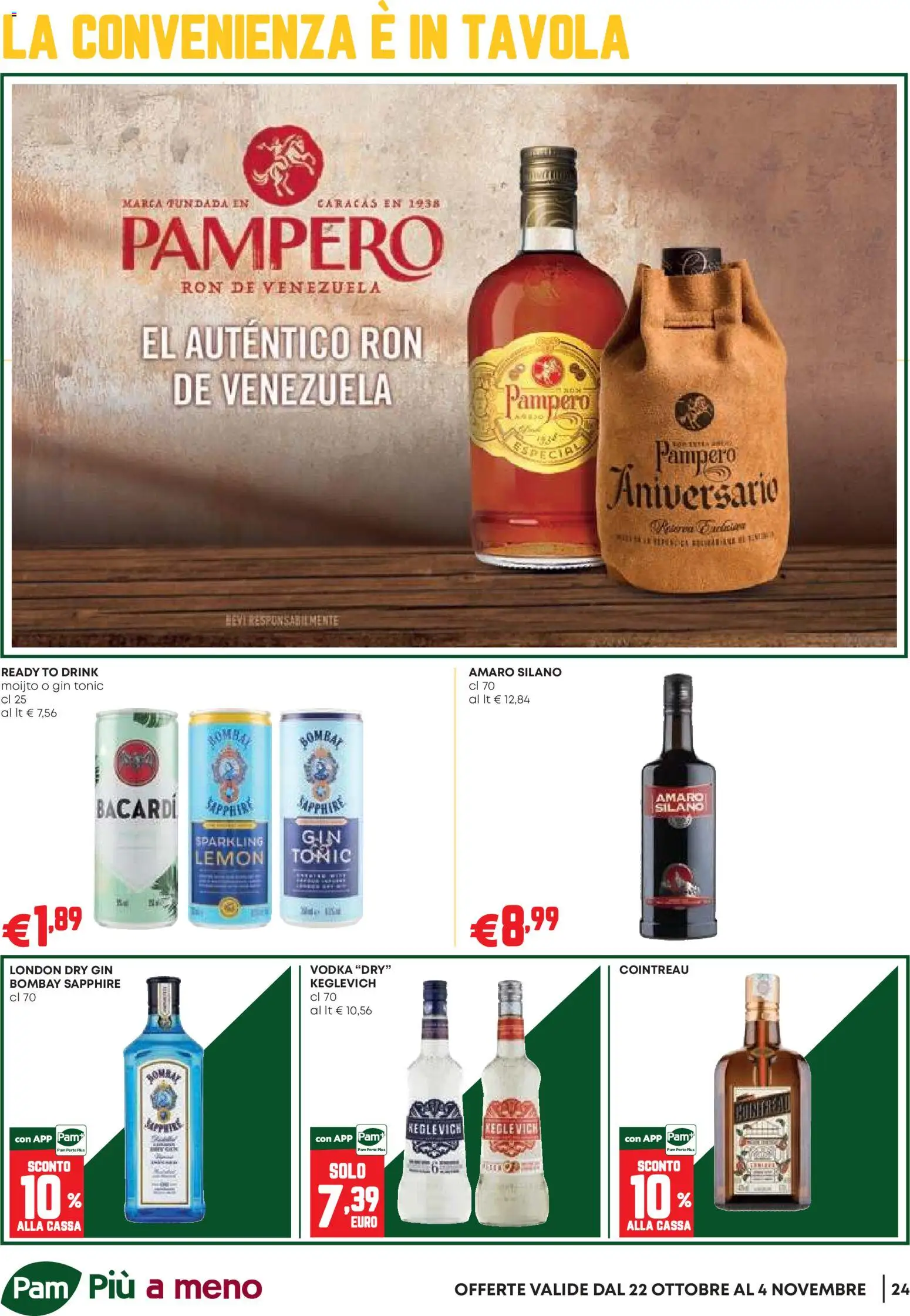 Anteprima dell'opuscolo PAM volantino Occasioni Extra dal negozio PAM valido da 22/10/2026 - Gin, Vodka, Amaro, Bacardi, Bombay Sapphire