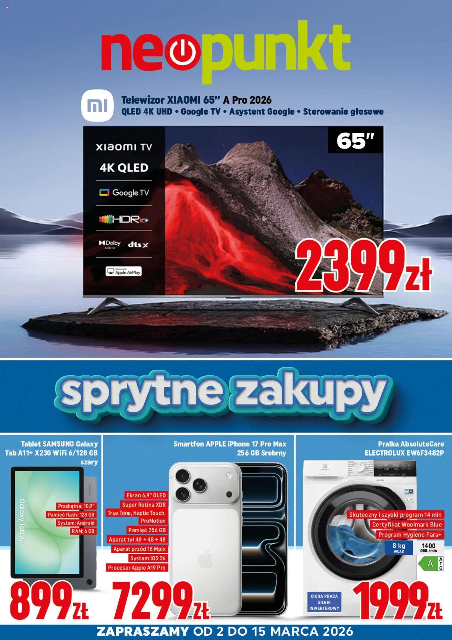 Pogląd gazetki "Neopunkt gazetka" ze sklepu Neopunkt ważnej od 02.03.2026 - Tablet, Pralka, Telewizor, Smartfon, Audio