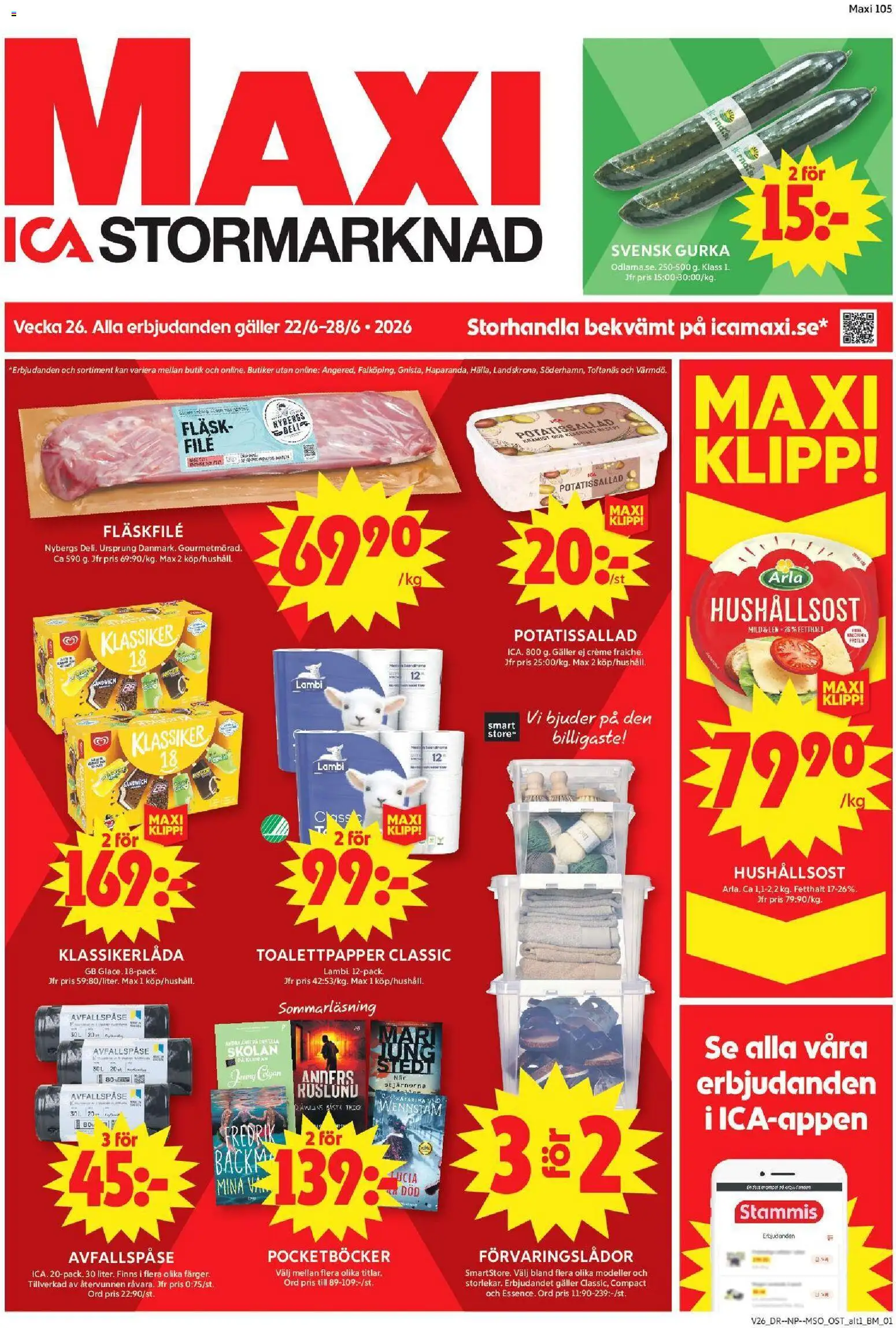 Förhandsgranska reklamblad ICA Maxi erbjudanden från butik ICA Maxi gäller från 22/06/2026