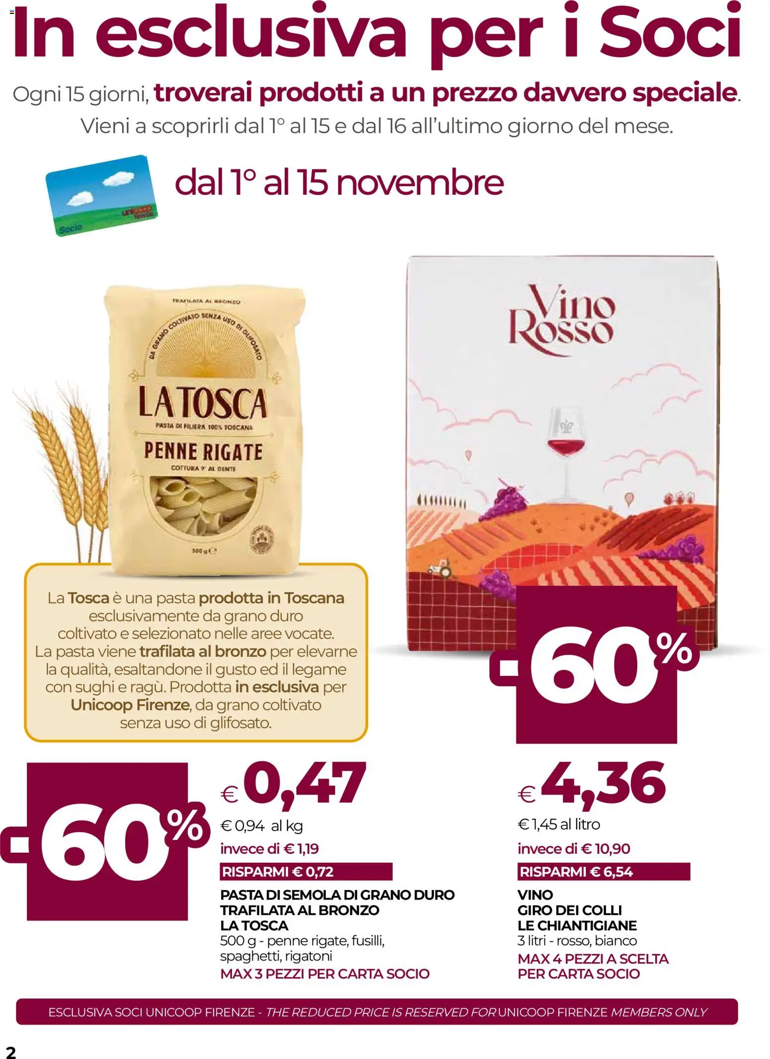 Anteprima dell'opuscolo COOP volantino Firenze dal negozio COOP valido da 29/10/2026 - Pasta, The, Vino, Penne, Rigatoni, Semola, Vino rosso, Pasta di semola