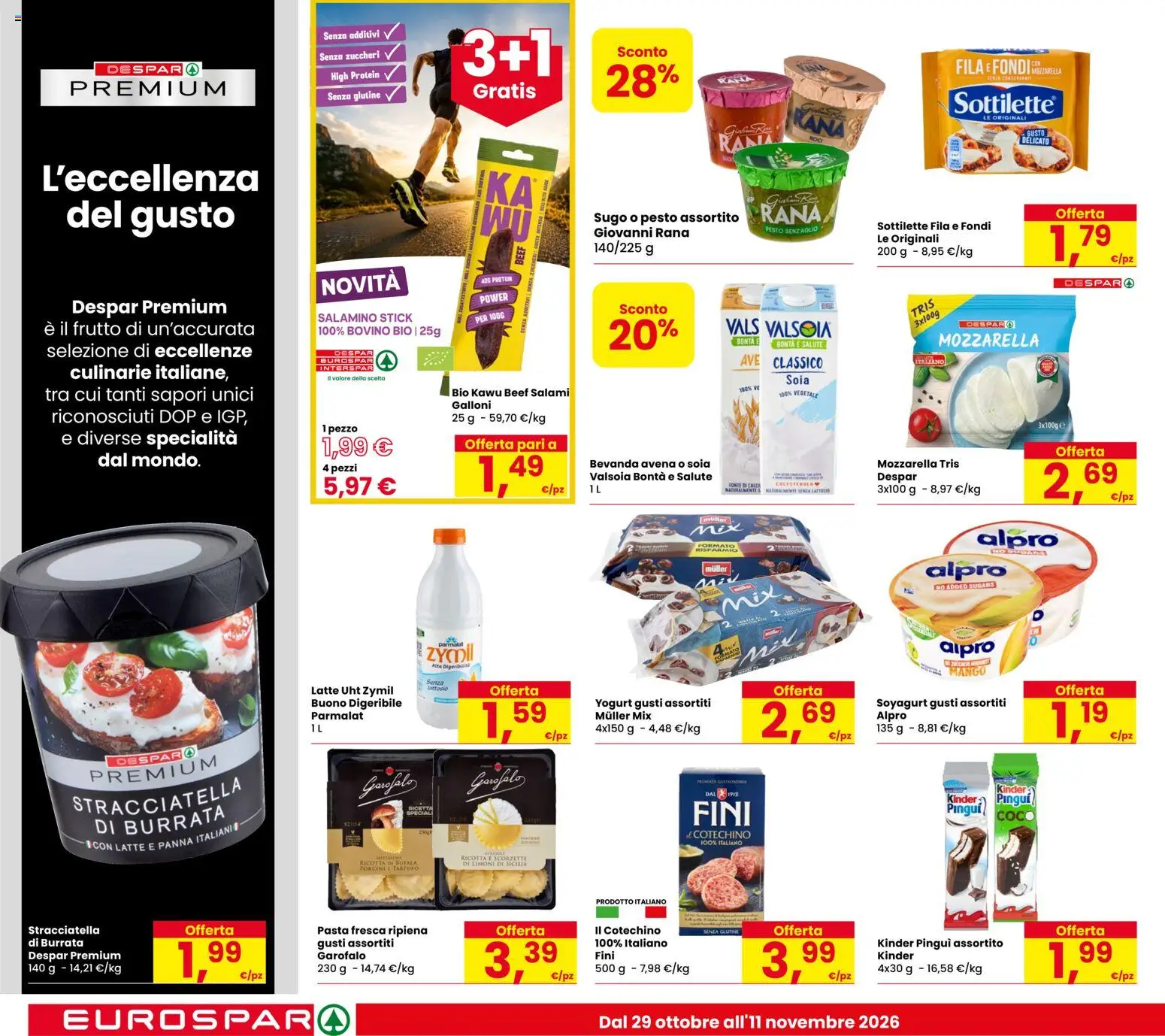 Anteprima dell'opuscolo Eurospar volantino Chirignago dal negozio Eurospar valido da 29/10/2026 - Mango, Latte, Yogurt, Mozzarella, Burrata, Cotechino, Sugo, Senza lattosio