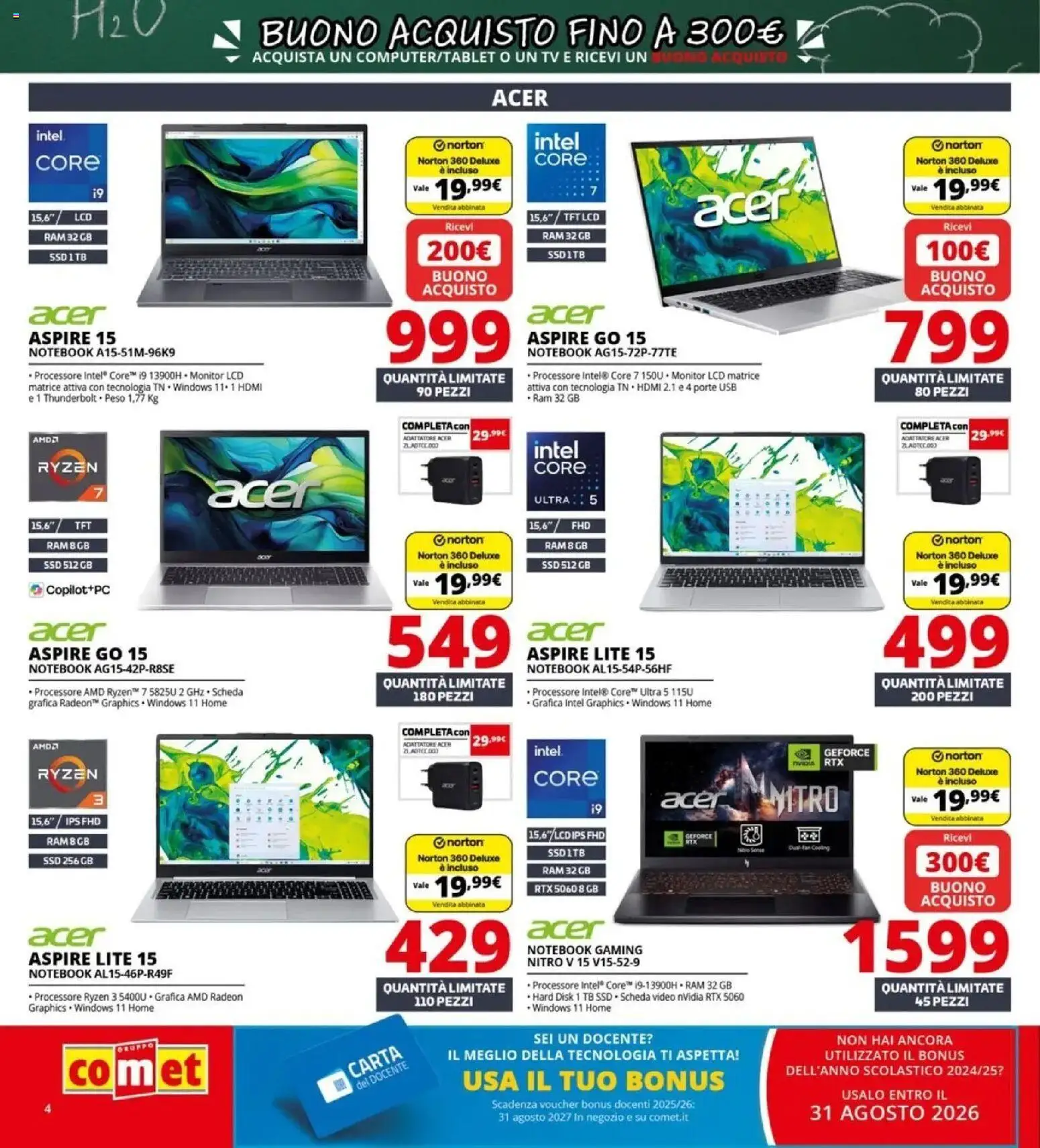 Anteprima dell'opuscolo Comet volantino Back to school dal negozio Comet valido da 20/08/2026 - Video, TV, Notebook, Monitor, USB, Adattatore