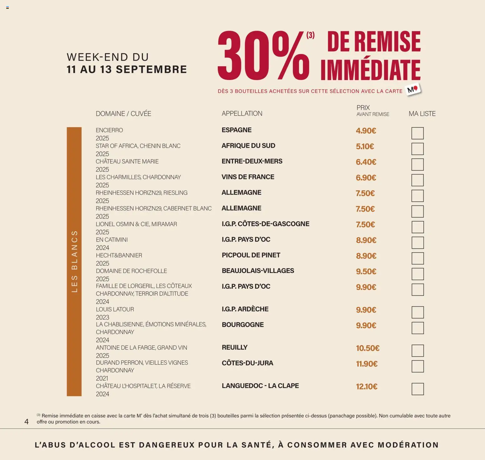 Prévisualisation de Monoprix - Calendrier foire aux vins du magasin Monoprix formulaire valide 11/09/2026 - Vin, Bourgogne