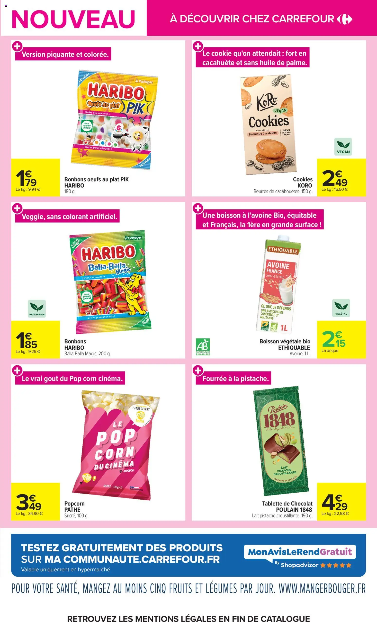 Prévisualisation de Carrefour Les nouveautés de novembre du magasin Carrefour formulaire valide 03/11/2026 - Cookies, Tablette, Fruits, Bonbons, Boisson, Beurre de cacahuète, Huile, Boisson vegetale bio