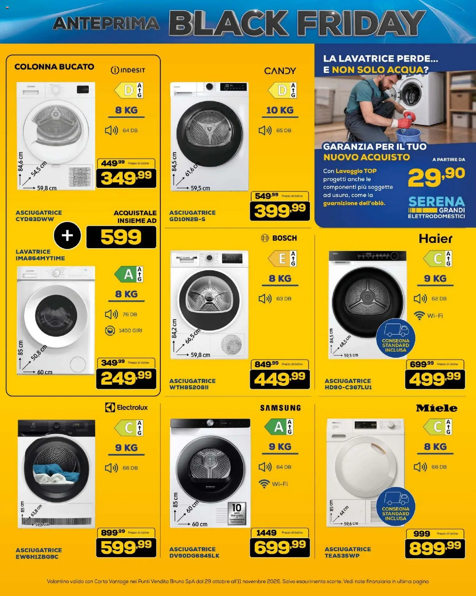 Anteprima dell'opuscolo BRUNO Black Friday ML dal negozio BRUNO valido da 29/10/2026 - Samsung, Acqua, Lavatrice, Asciugatrice, Miele, Top