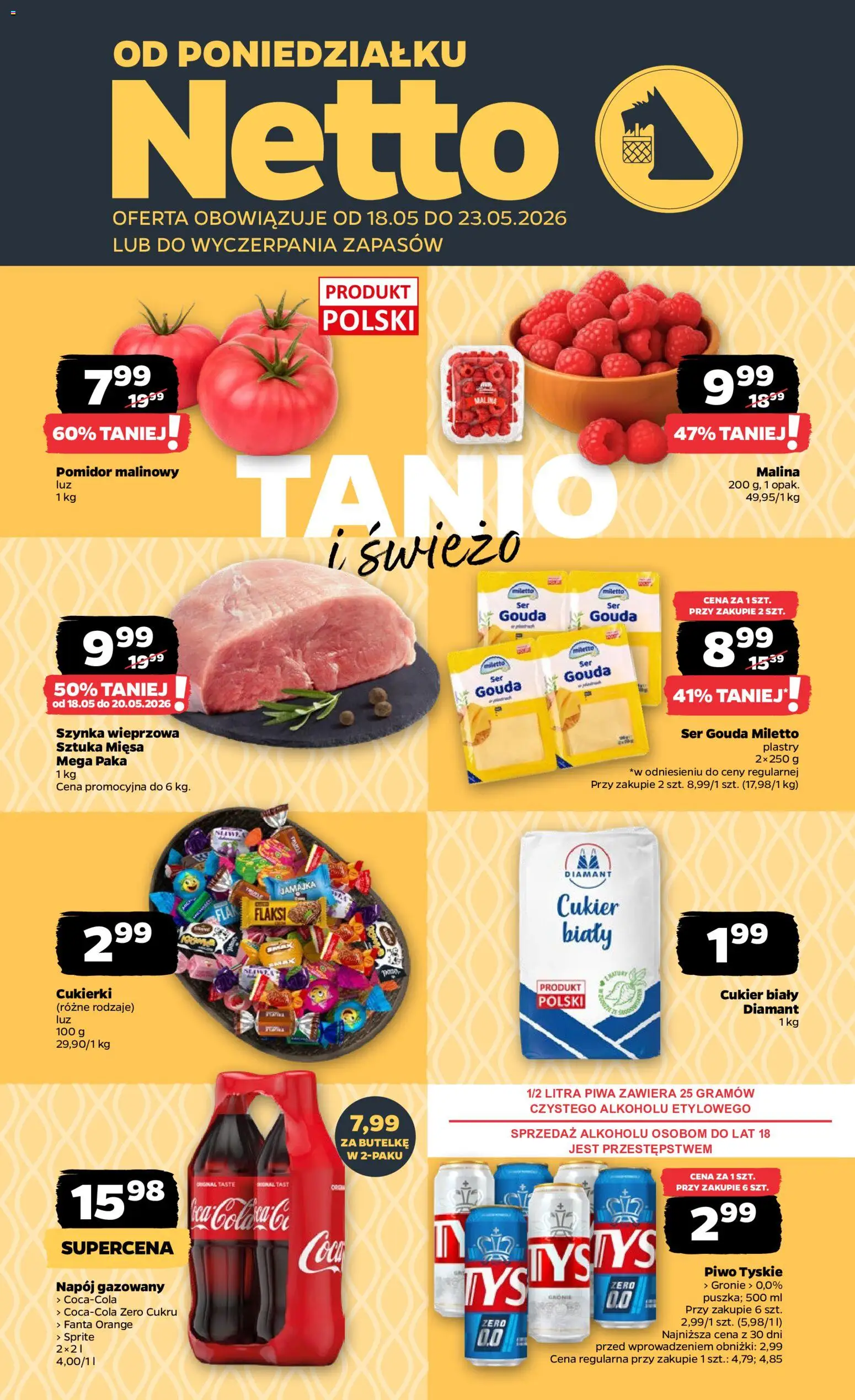 Pogląd gazetki "Netto gazetka od poniedziałku spożywcza" ze sklepu Netto ważnej od 18.05.2026