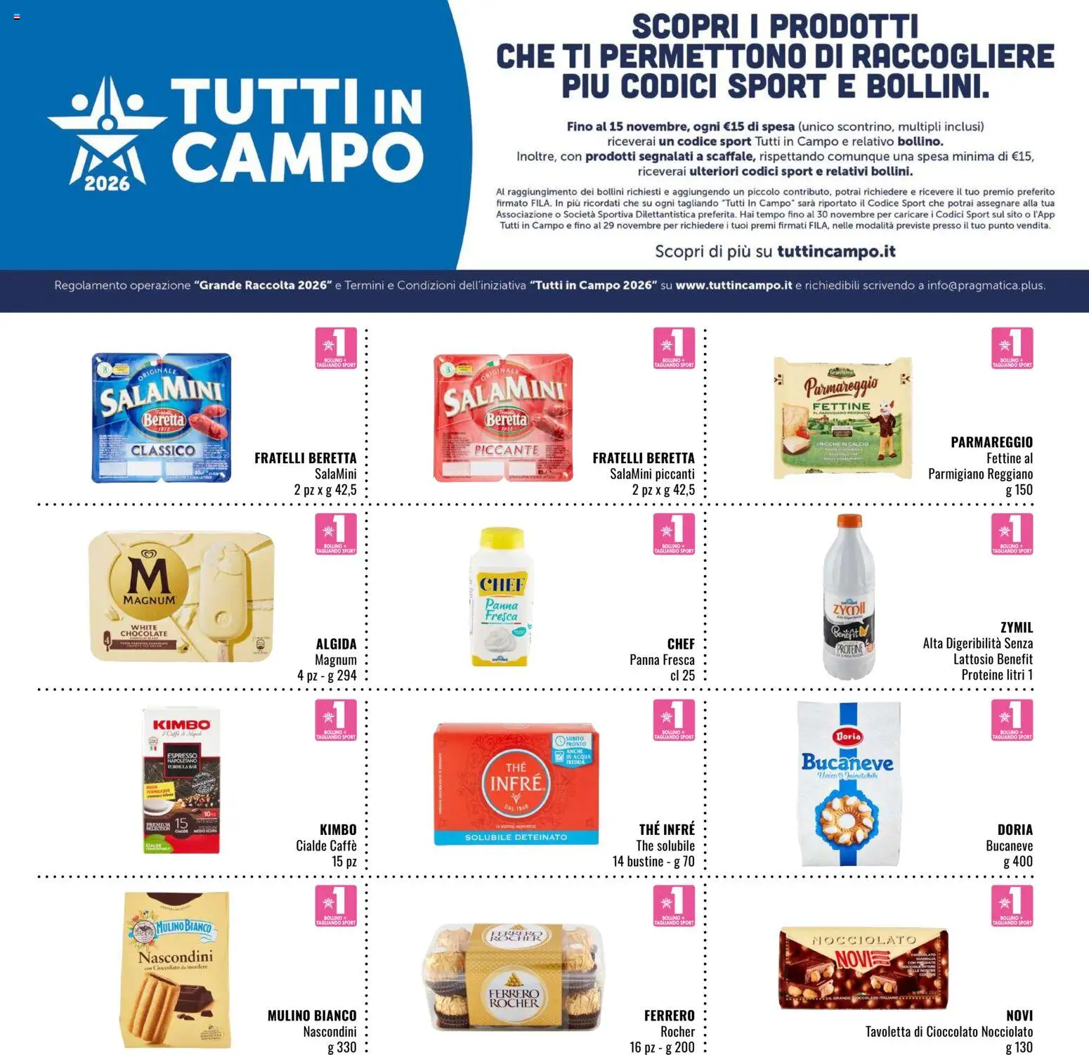 Anteprima dell'opuscolo Famila volantino Market dal negozio Famila valido da 29/10/2026 - Acqua, Caffè, The, Cioccolato, Parmigiano reggiano, Panna, Kimbo, Tavoletta