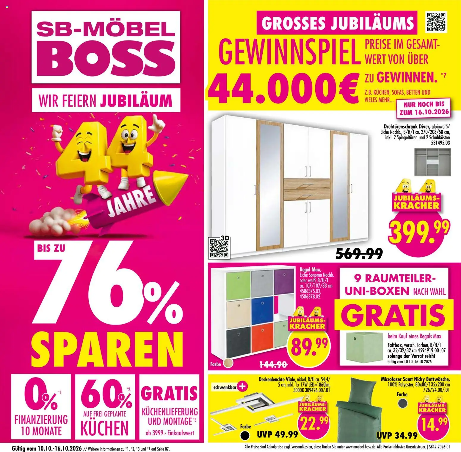 Vorschau von dem Prospekt des Geschäftes SB Möbel Boss, gültig ab dem 10.10.2026 - Kuchen, Regal, Raumteiler, Drehtürenschrank