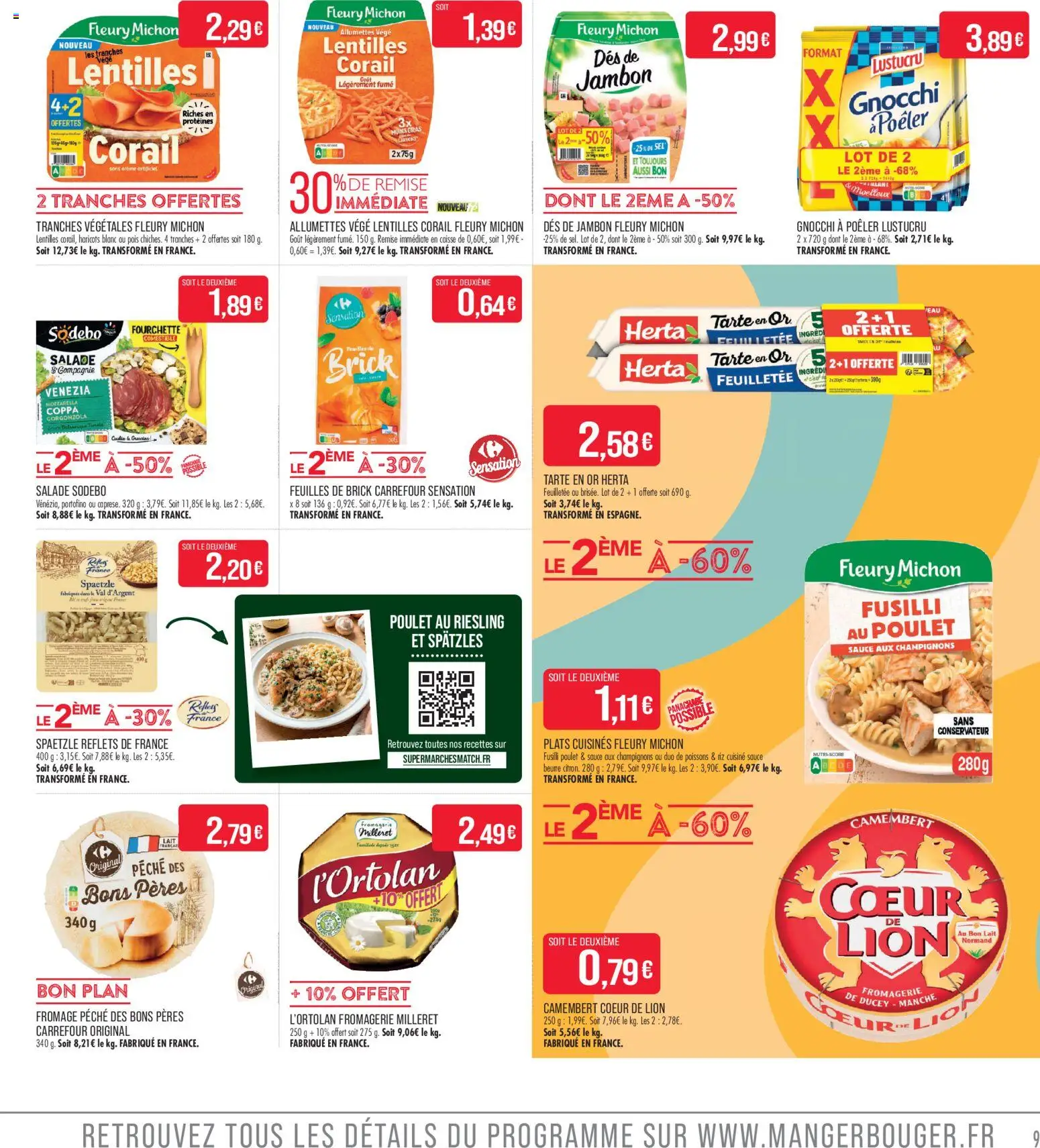 Prévisualisation de Match Supermarché - La match mania du magasin Match Supermarché formulaire valide 27/10/2026 - Salade, Mozzarella, Lait, Lentilles corail, Camembert, Sel, Pois, Haricots