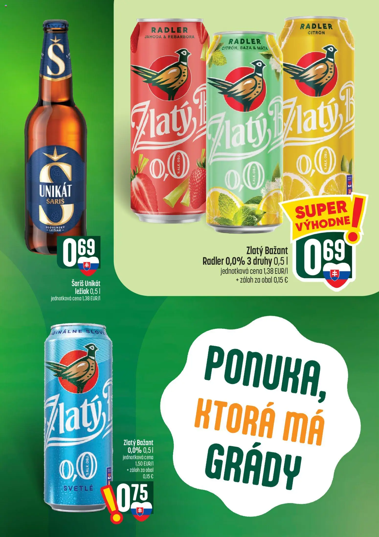 Náhľad COOP Jednota letáku platného od 01.10.2026 - Rebarbora, Šariš, Radler, Zlatý Bažant