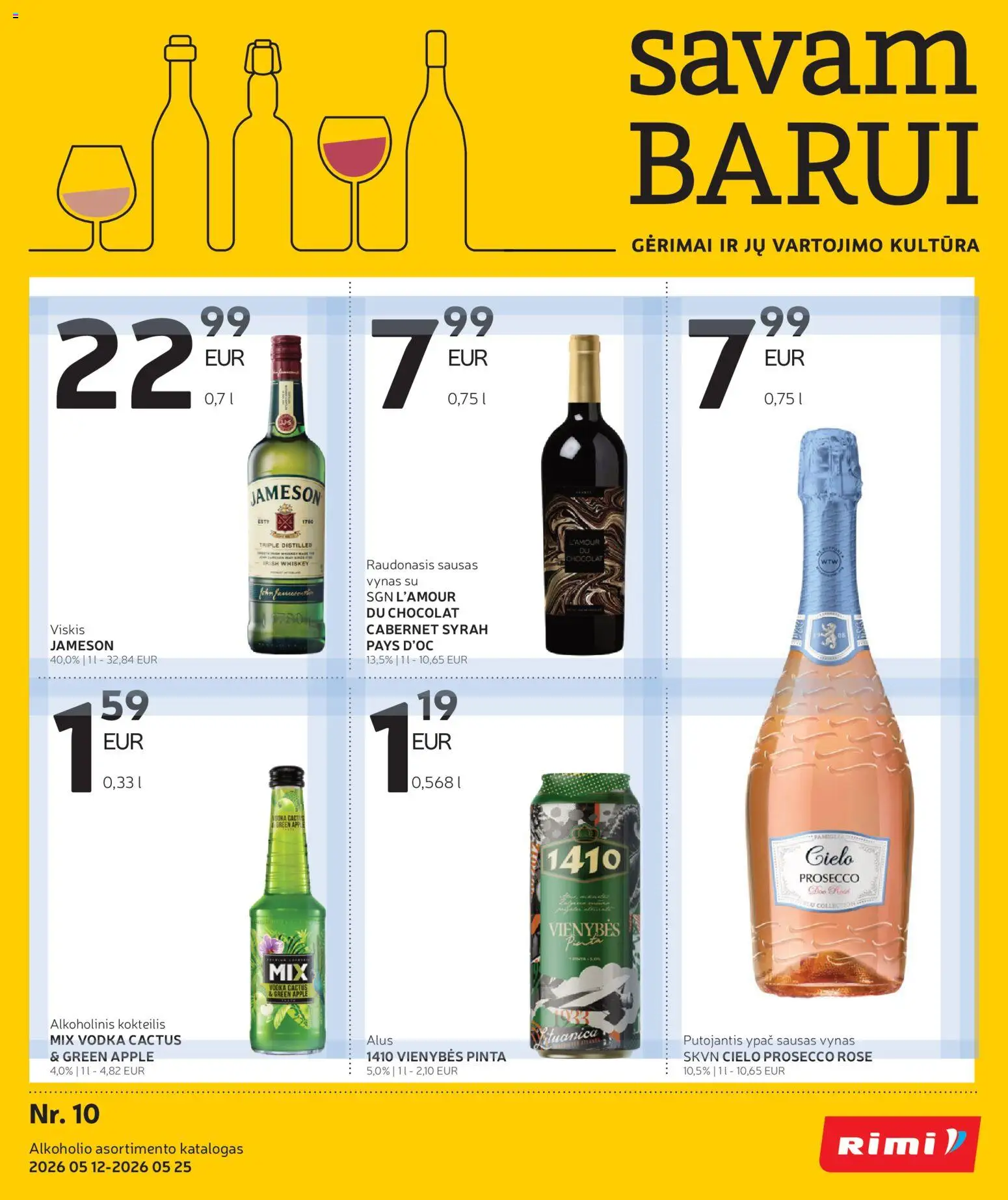 Rimi parduotuvės leidinio Rimi leidinys - Alkoholinių gėrimų galiojančio nuo 2026.05.12 peržiūra
