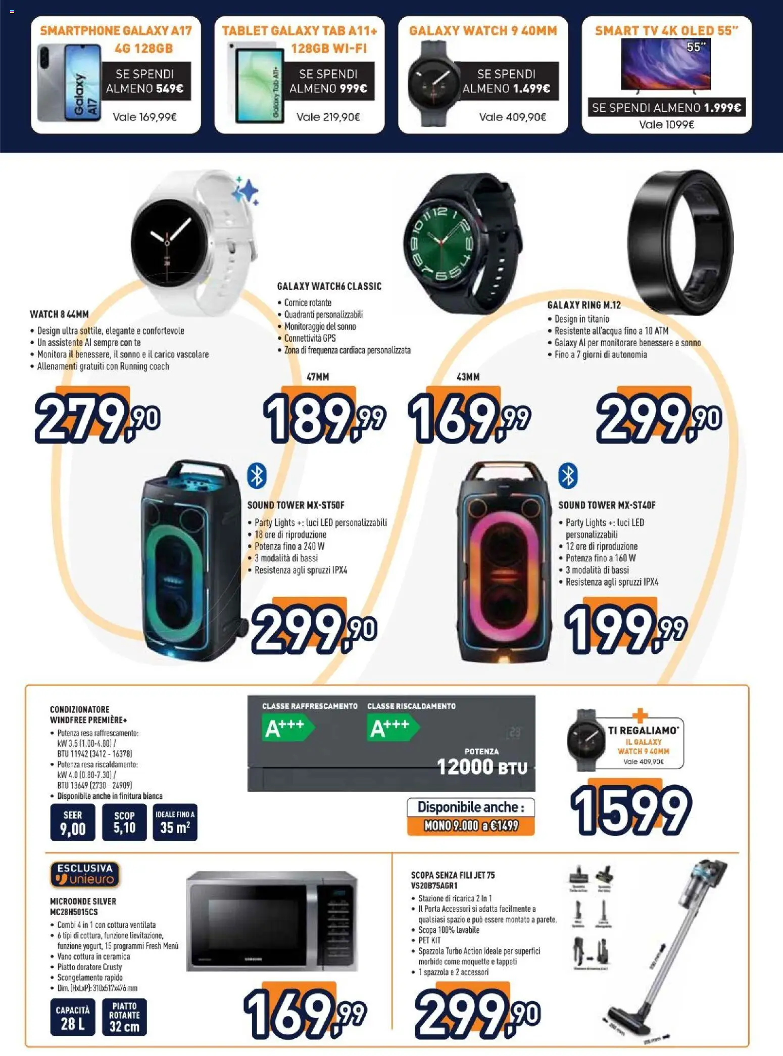 Anteprima dell'opuscolo Unieuro volantino Samsung dal negozio Unieuro valido da 07/09/2026 - Smartphone, Condizionatore, Tablet, Scopa, Piatto, Microonde, smart TV, Monitorare
