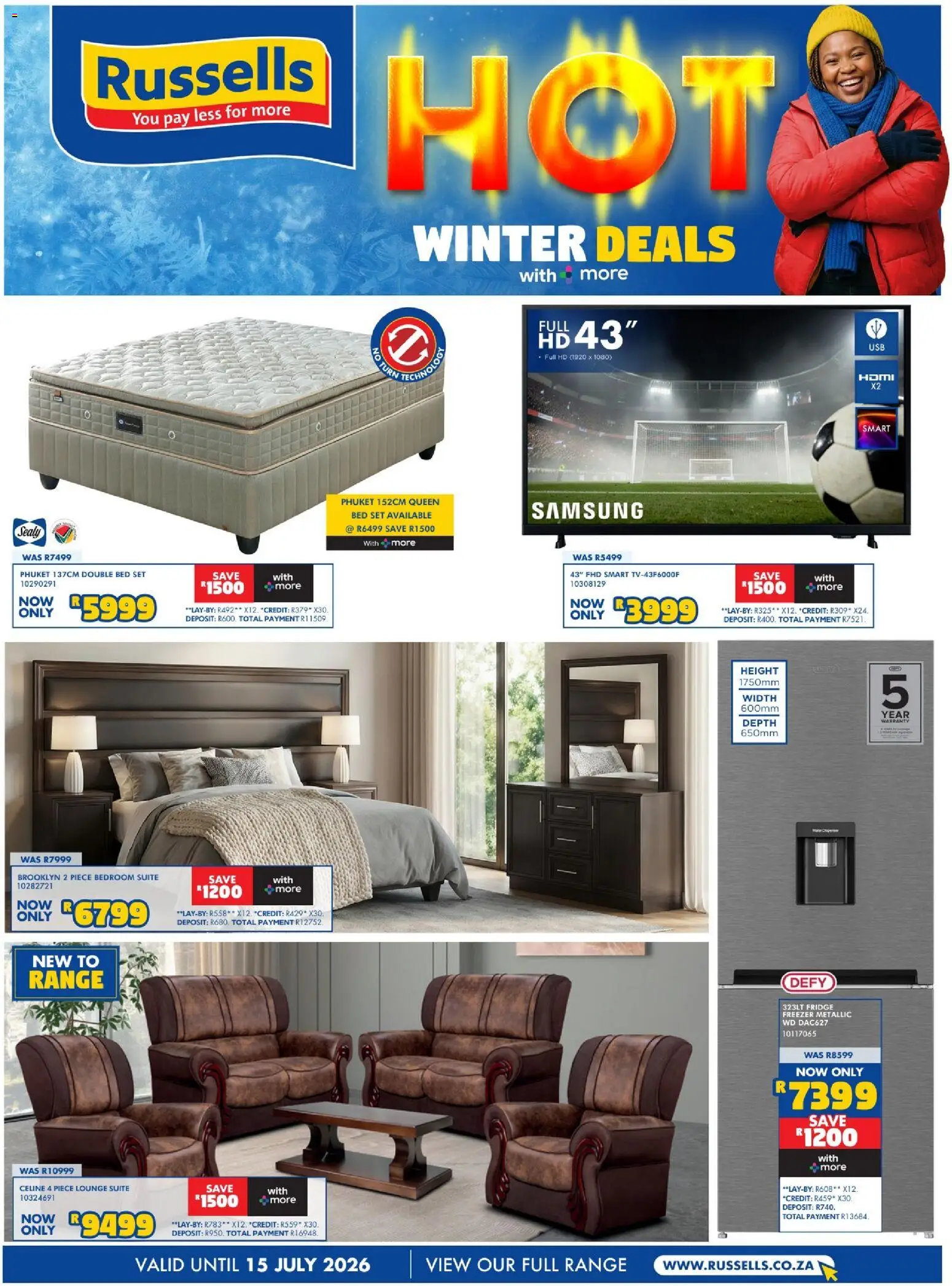 Preview of Russells flyer valid from 18/06/2026 - Fridge, Bed, Double bed, Lounge suite, Freezer