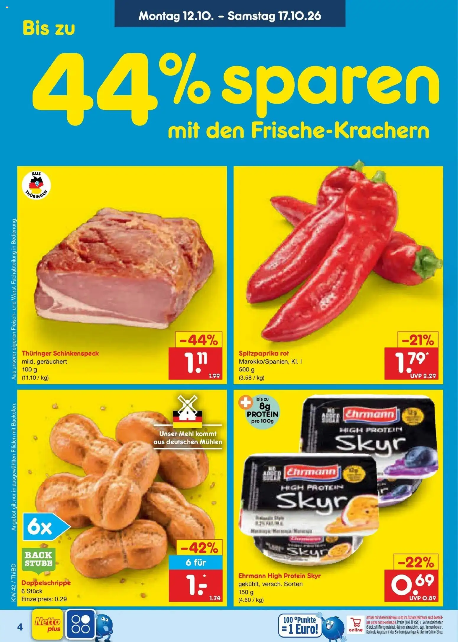 Vorschau von dem Prospekt des Geschäftes Netto Marken-Discount, gültig ab dem 12.10.2026 - Skyr, Fleisch, Mehl