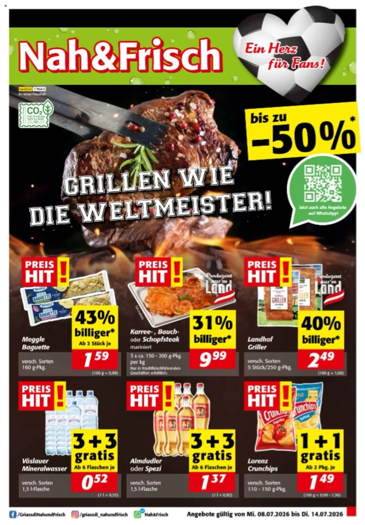 Vorschau der Angebote: Nah und Frisch Nah und Frisch Flugblatt gültig ab 08.07.2026 - Baguette, Mineralwasser