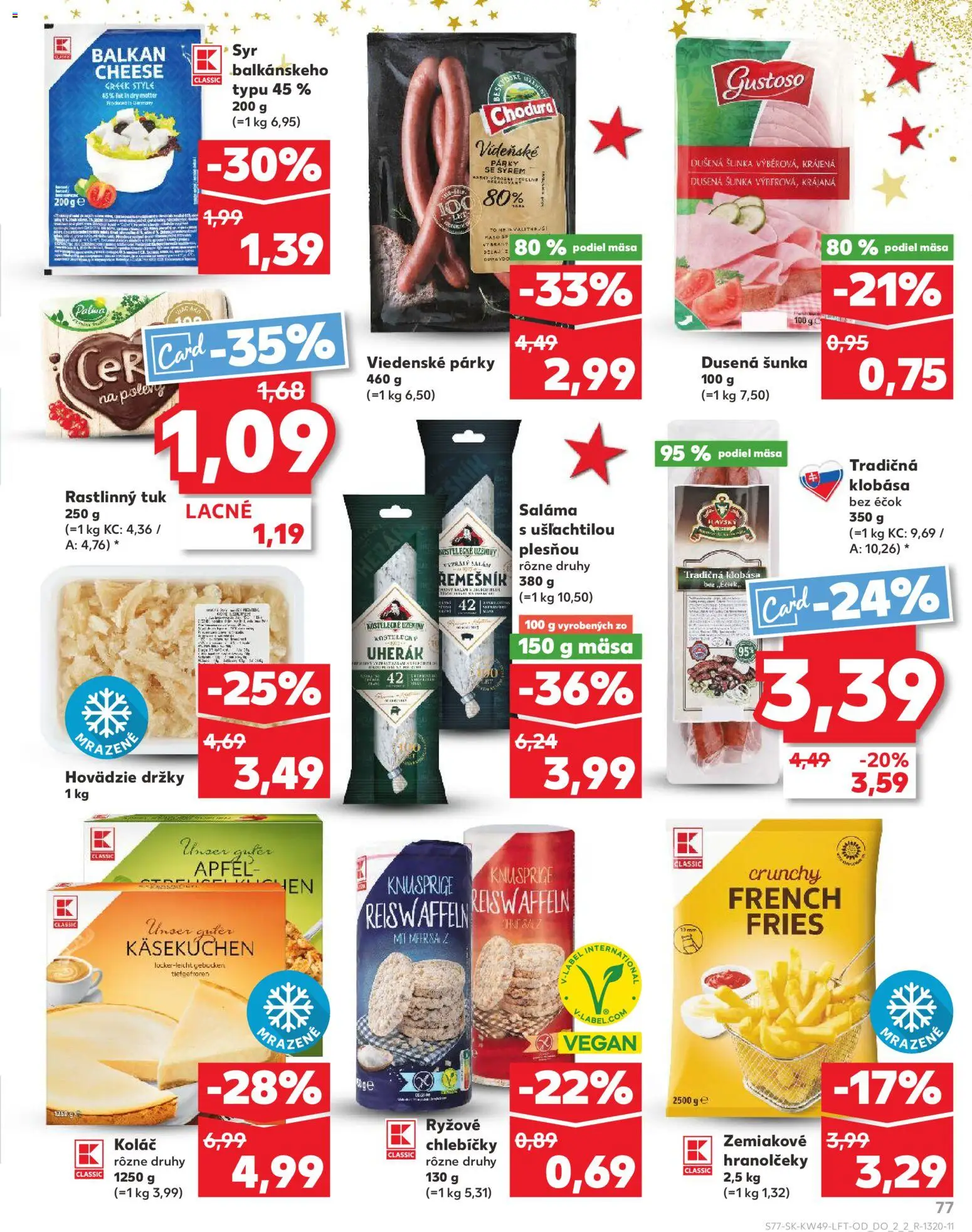 Náhľad Kaufland letáku platného od 04.12.2025 - Mäso, Syr, Koláč, Klobása, Šunka, Párky, Saláma, Hovädzie držky