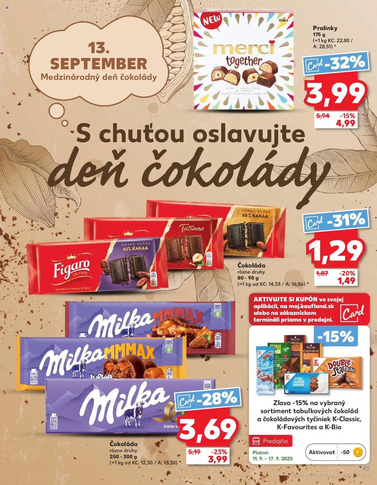 Náhľad Kaufland letáku platného od 11.09.2025 - Čokoláda, Milka, Merci