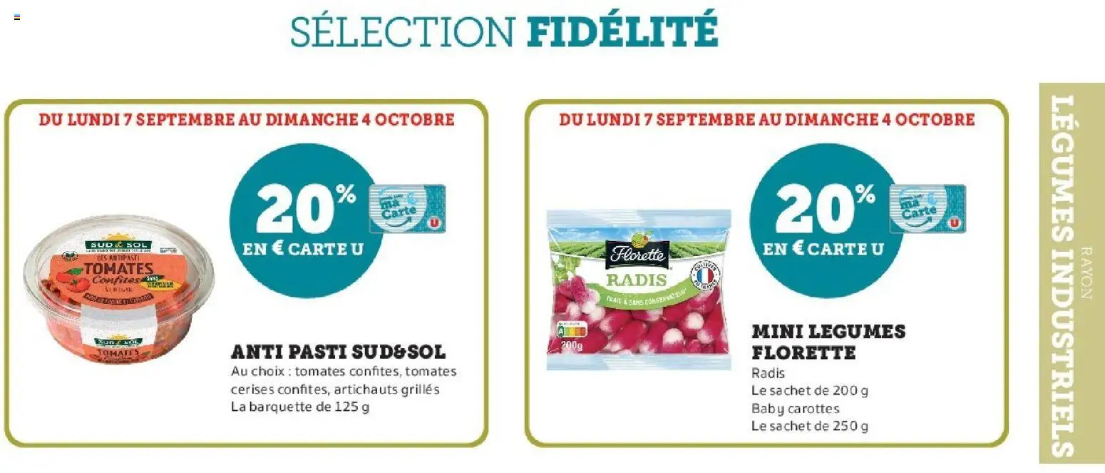 Prévisualisation de Super U - Ma sélection Carte U Septembre du magasin Super U formulaire valide 07/09/2026 - Carottes, Tomates, Cerises, Radis, Antipasti
