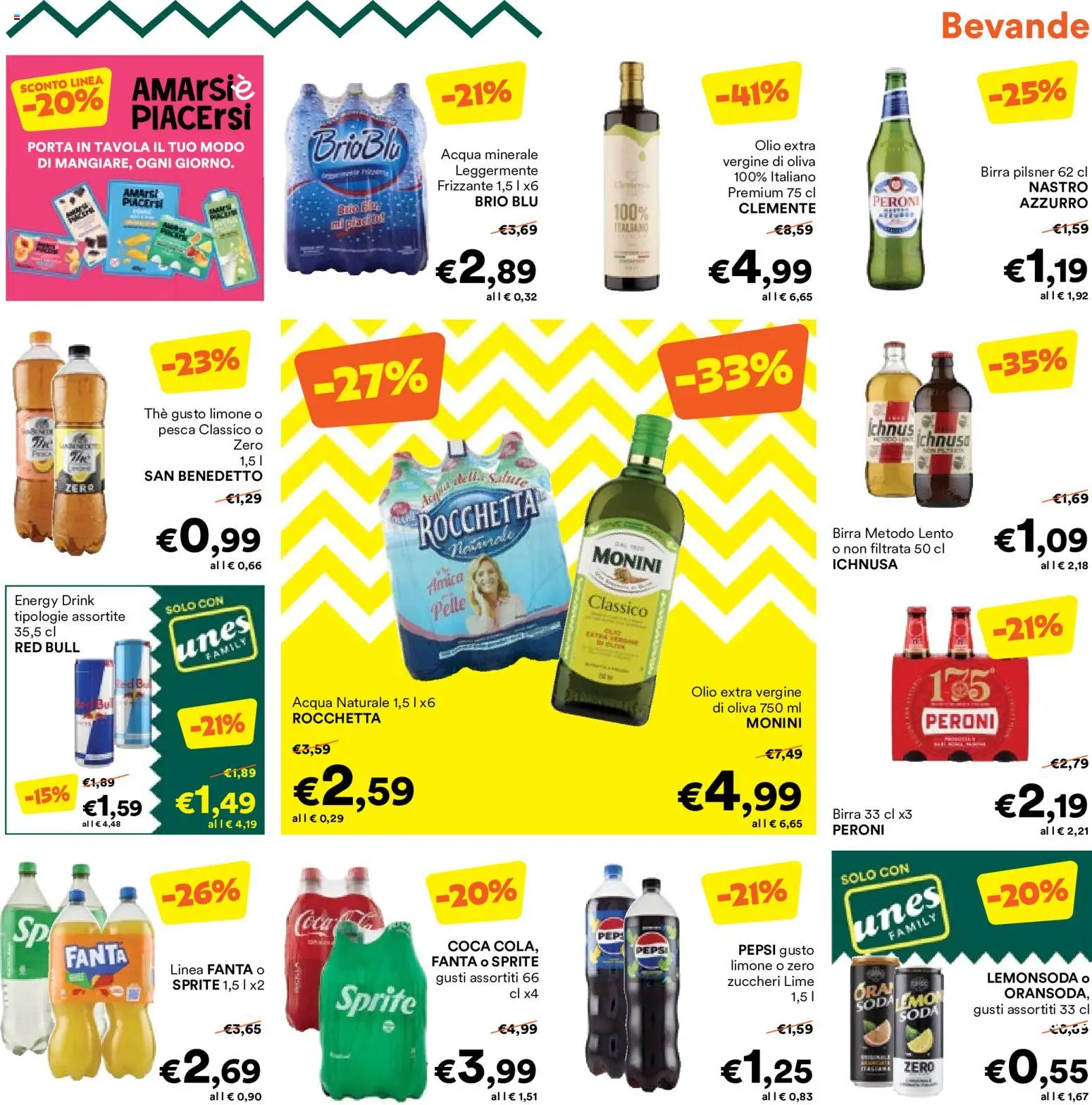 Anteprima dell'opuscolo Unes volantino dal negozio Unes valido da 19/10/2026 - Acqua, Birra, Pesca, Olio, Fanta, Sprite, Acqua naturale, Olio extra vergine