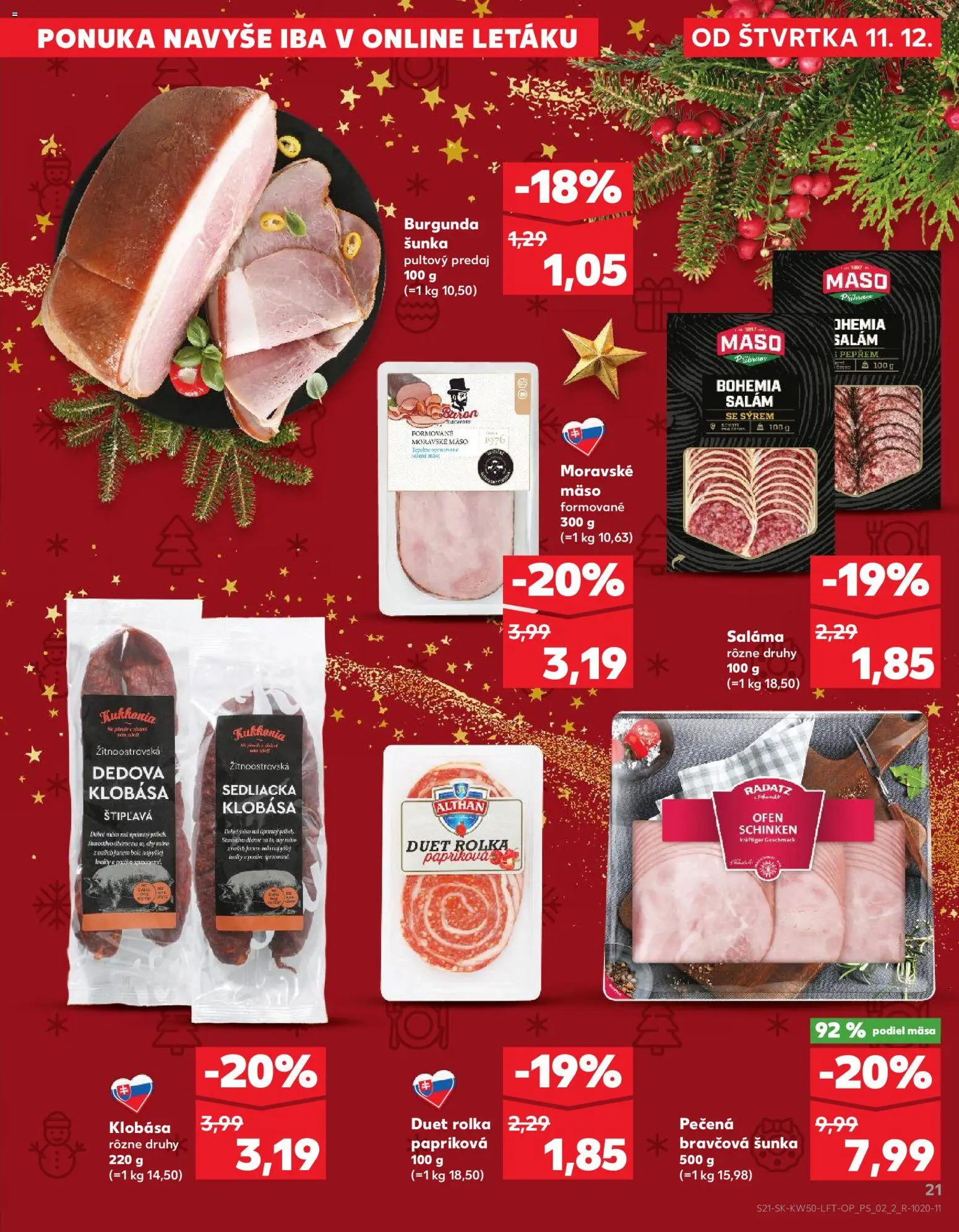 Náhľad Kaufland letáku platného od 11.12.2025 - Mäso, Klobása, Šunka, Saláma