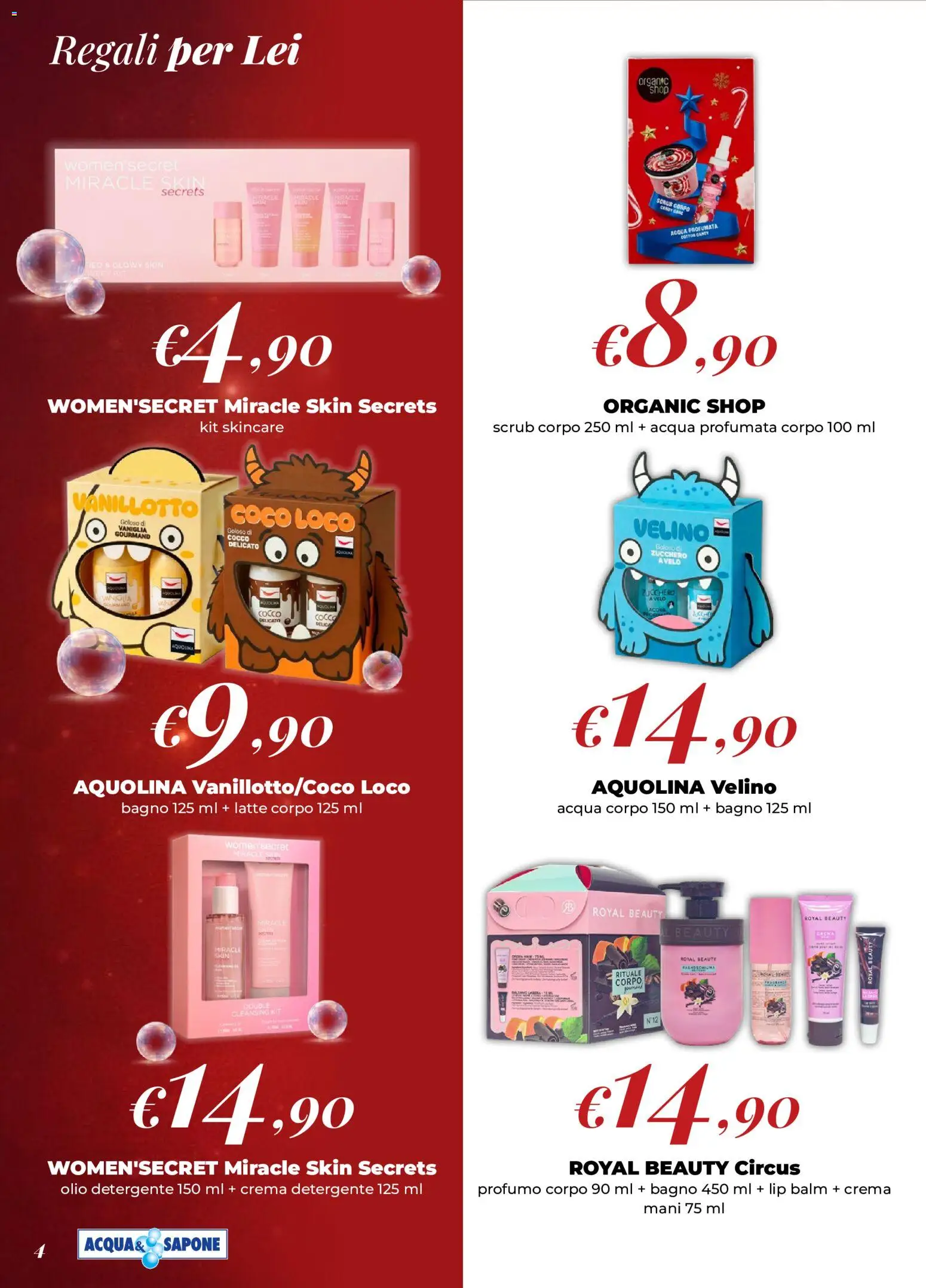 Anteprima dell'opuscolo Acqua e Sapone volantino Natale dal negozio Acqua e Sapone valido da 02/11/2026 - Zucchero, Bagno, Latte, Scrub, Profumo, Cocco, Sapone, Detergente