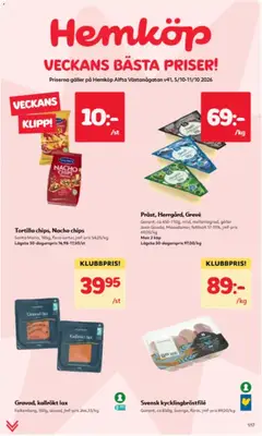 Förhandsgranska reklamblad Hemköp erbjudanden från butik Hemköp gäller från 05/10/2026