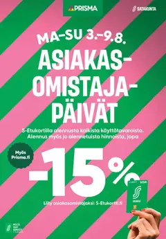 Kaupan Prisma Prisma tarjoukset ilmoitukset esikatselu, voimassa 03/08/2026