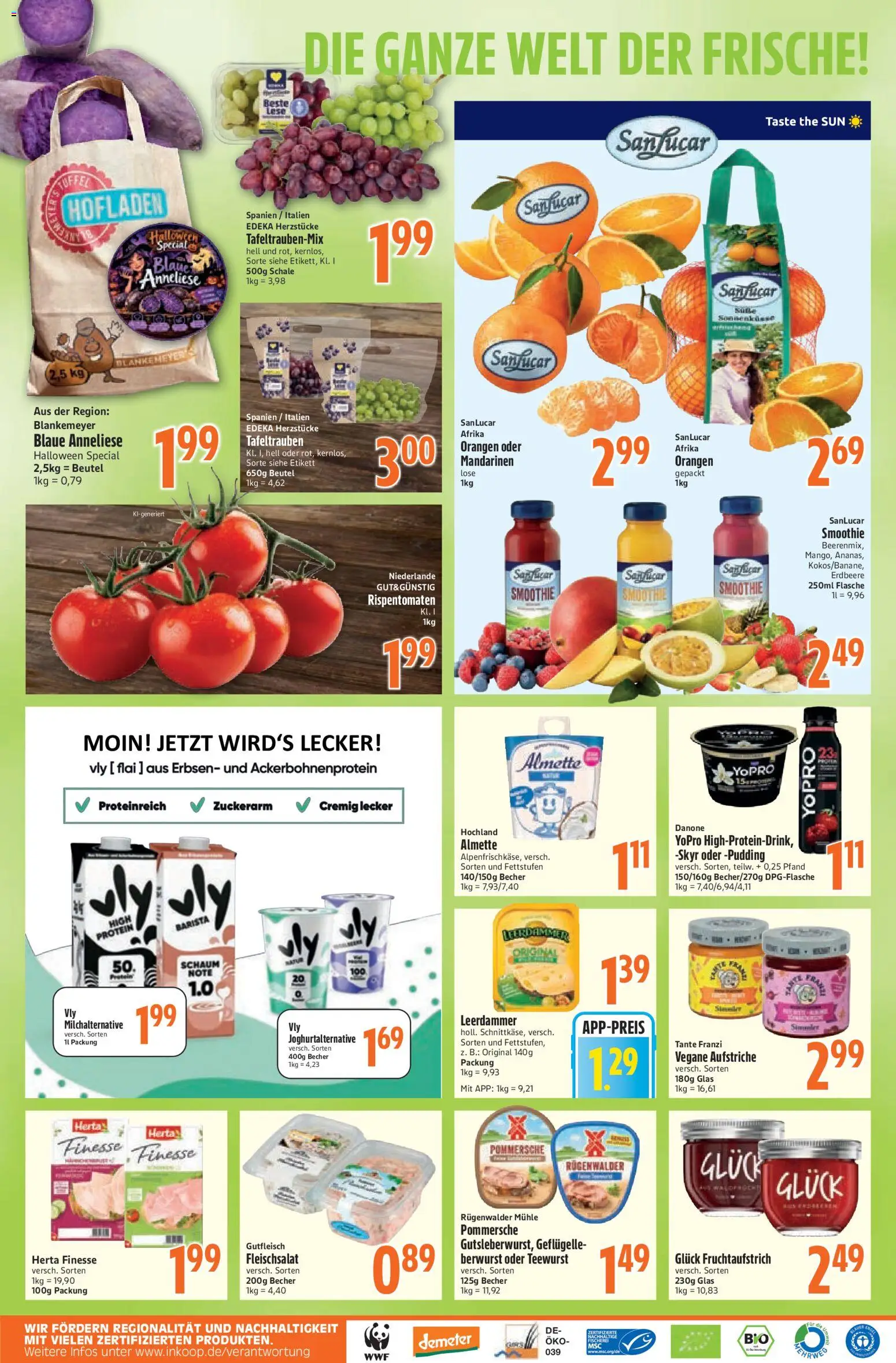 Vorschau von dem Prospekt des Geschäftes Inkoop, gültig ab dem 26.10.2026 - Skyr, Mühle, Erbsen, Mandarinen, Orangen, Leerdammer, Almette, Herta finesse