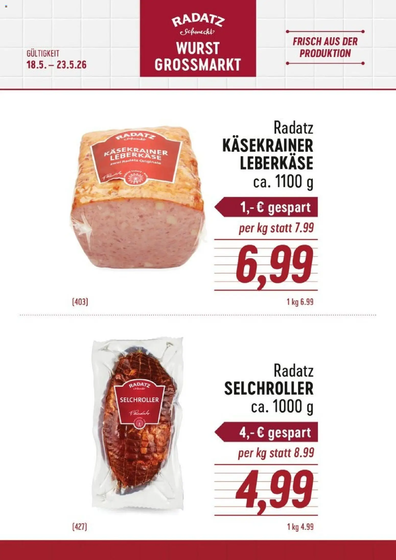 Vorschau der Angebote: Radatz Radatz Flugblatt gültig ab 18.05.2026 - Wurst